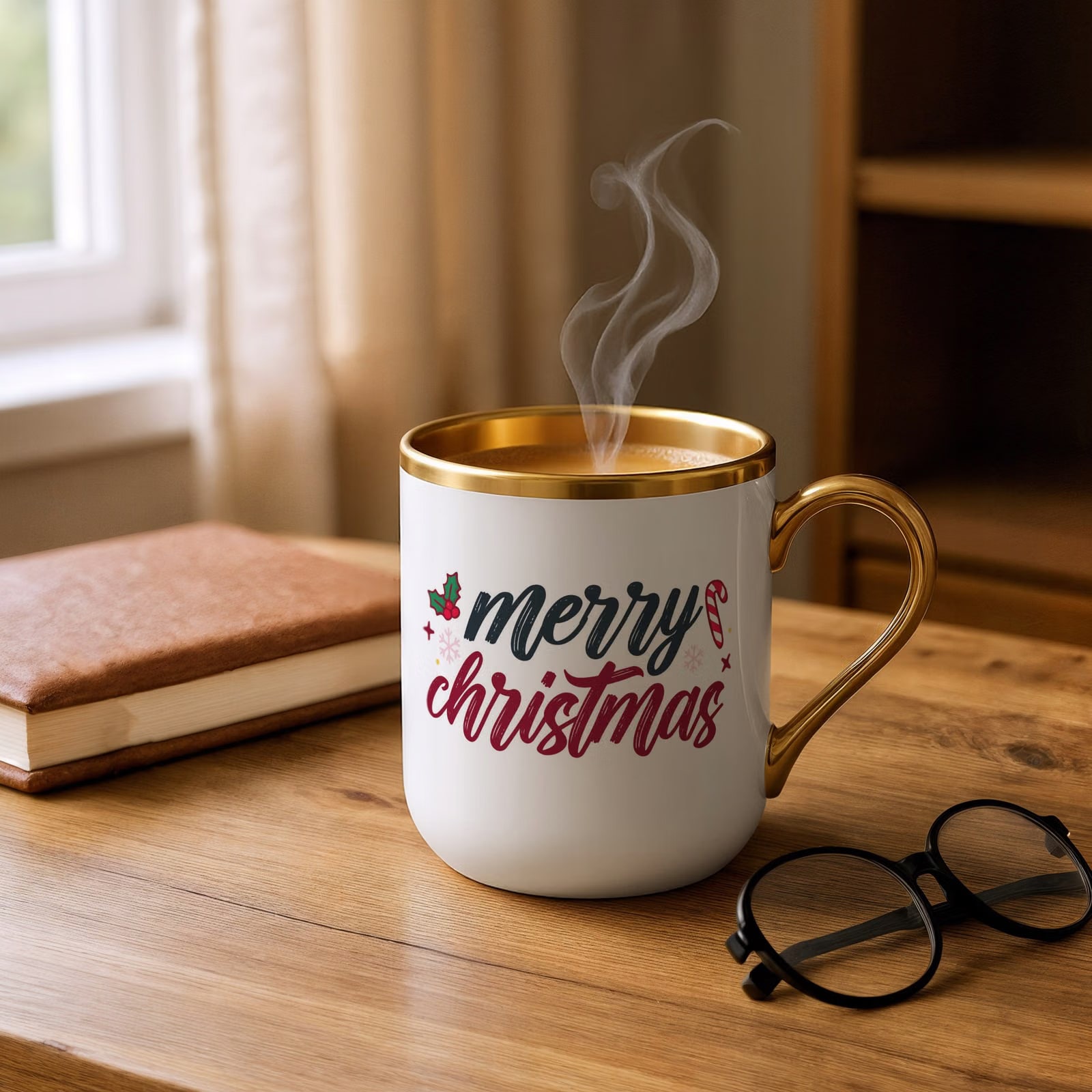 Kubek Premium Złoty Boże Narodzenie Mikołajki Merry Christmas Prezent