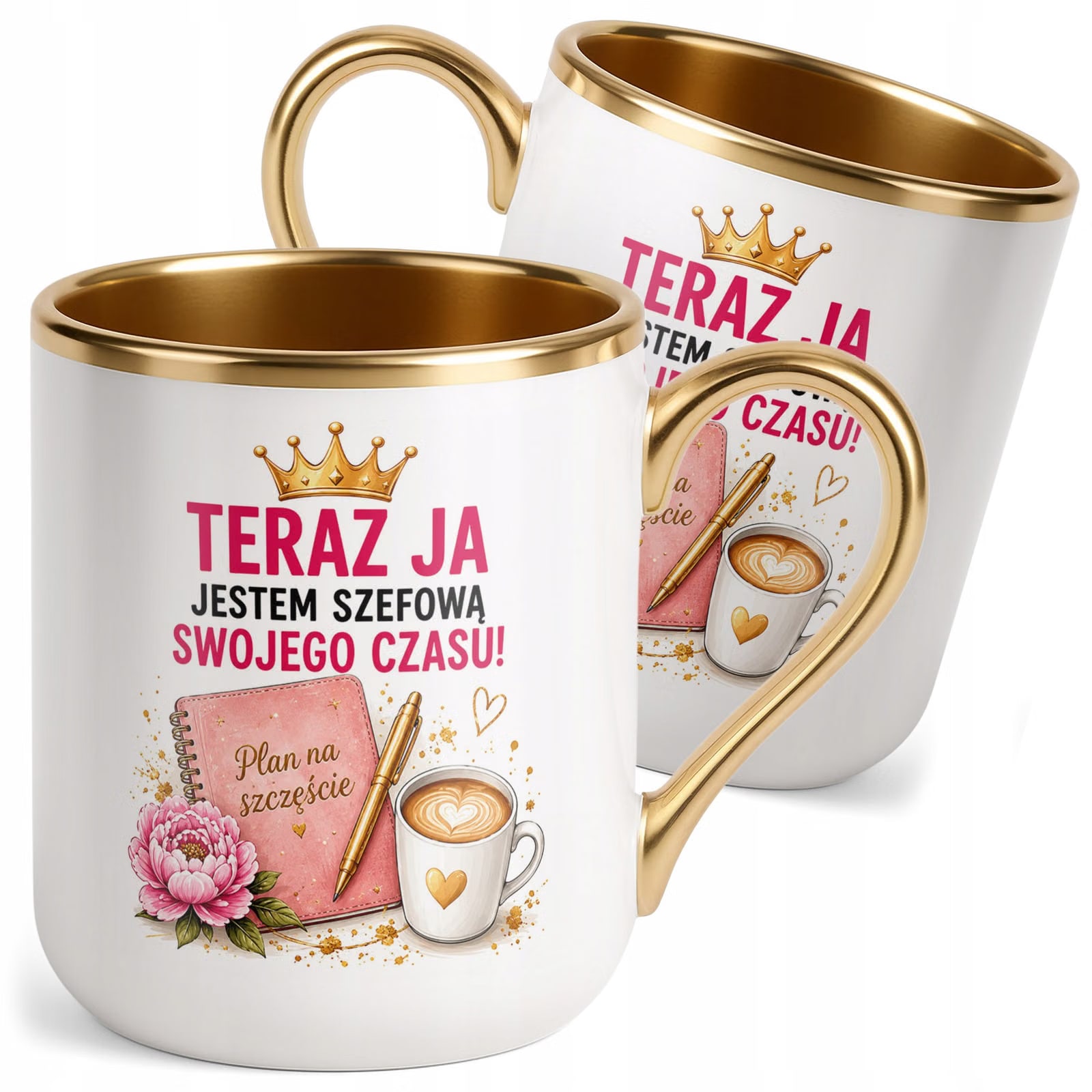 Kubek z nadrukiem Premium Złoty Emerytura Dla Emerytki Upominek Prezent