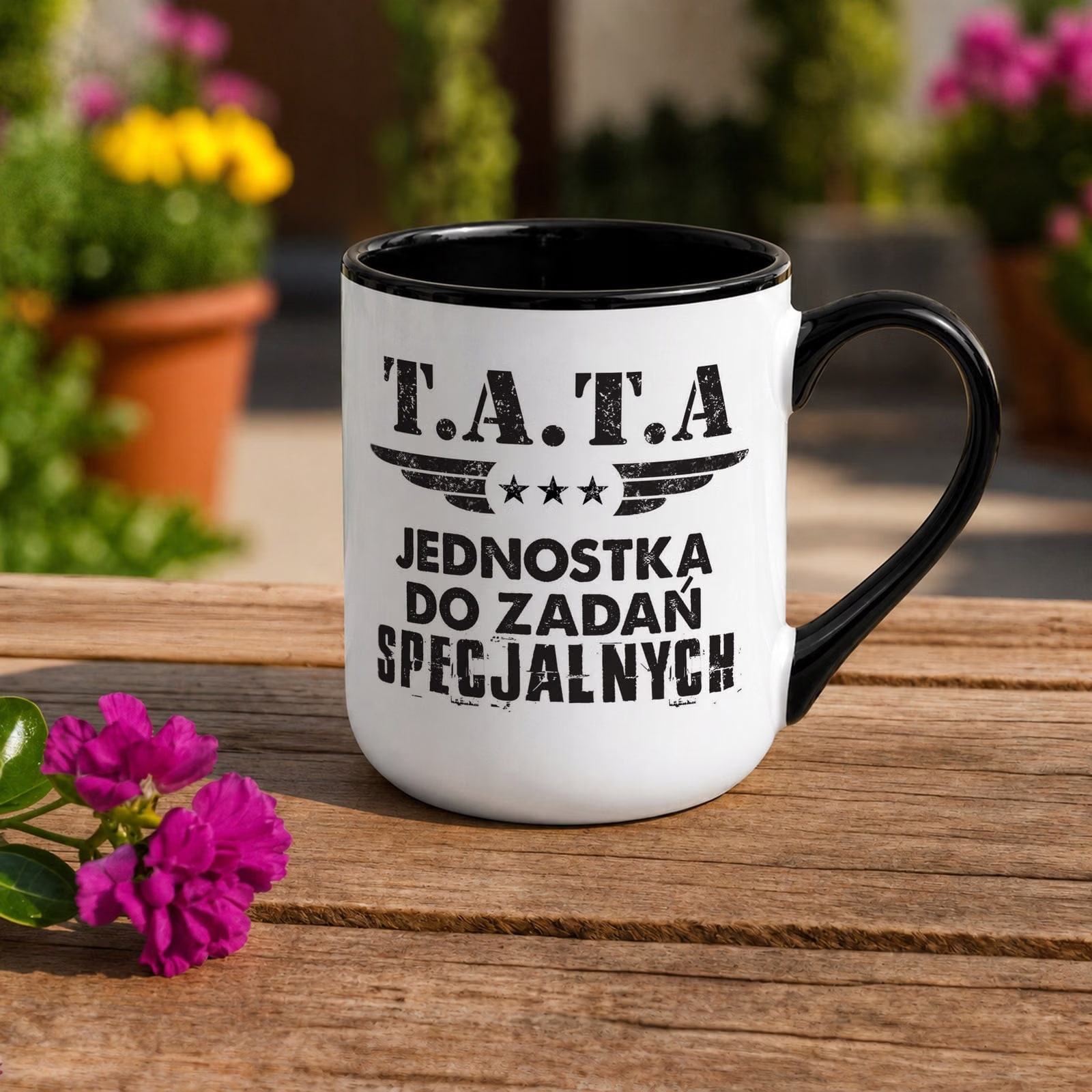 Kubek z nadrukiem Premium Czarny Dla Taty Dzień Ojca Upominek Prezent