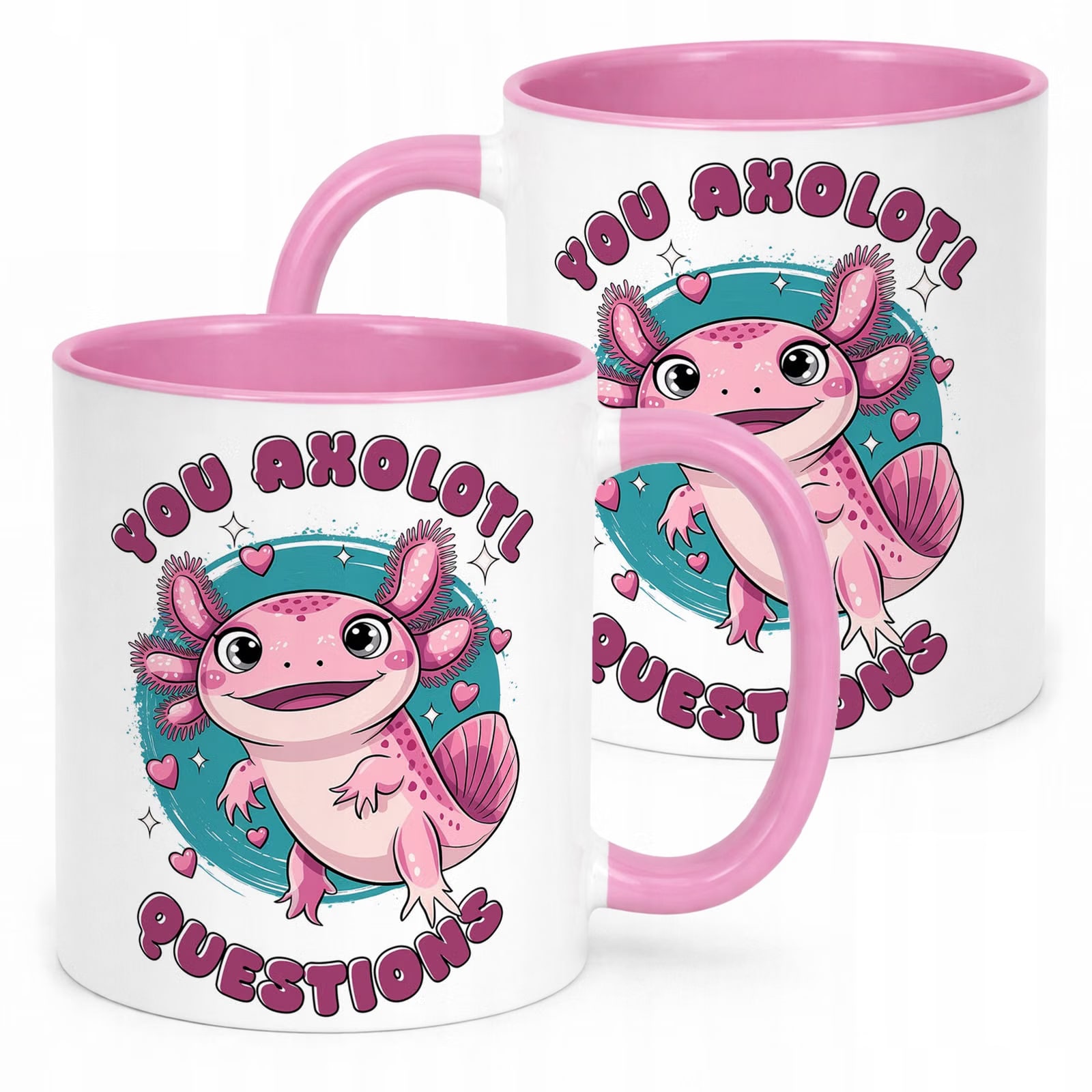 Różowy kubek 330ml dla dziecka Aksolotl Axolotl Słodki Różowy Zwierzak HIT
