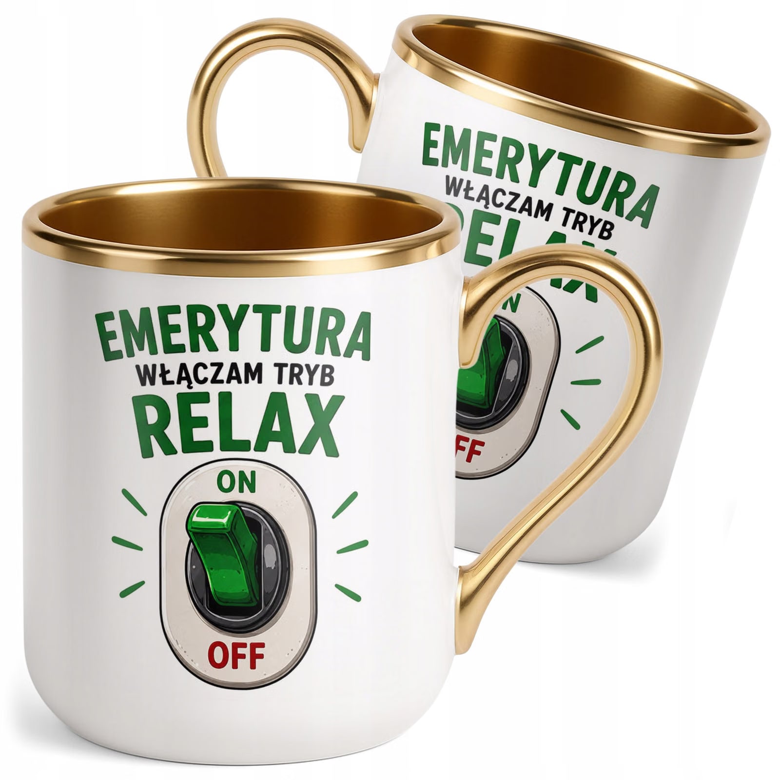 Kubek z nadrukiem Premium Złoty Emerytura Dla Emeryta Emerytki Prezent