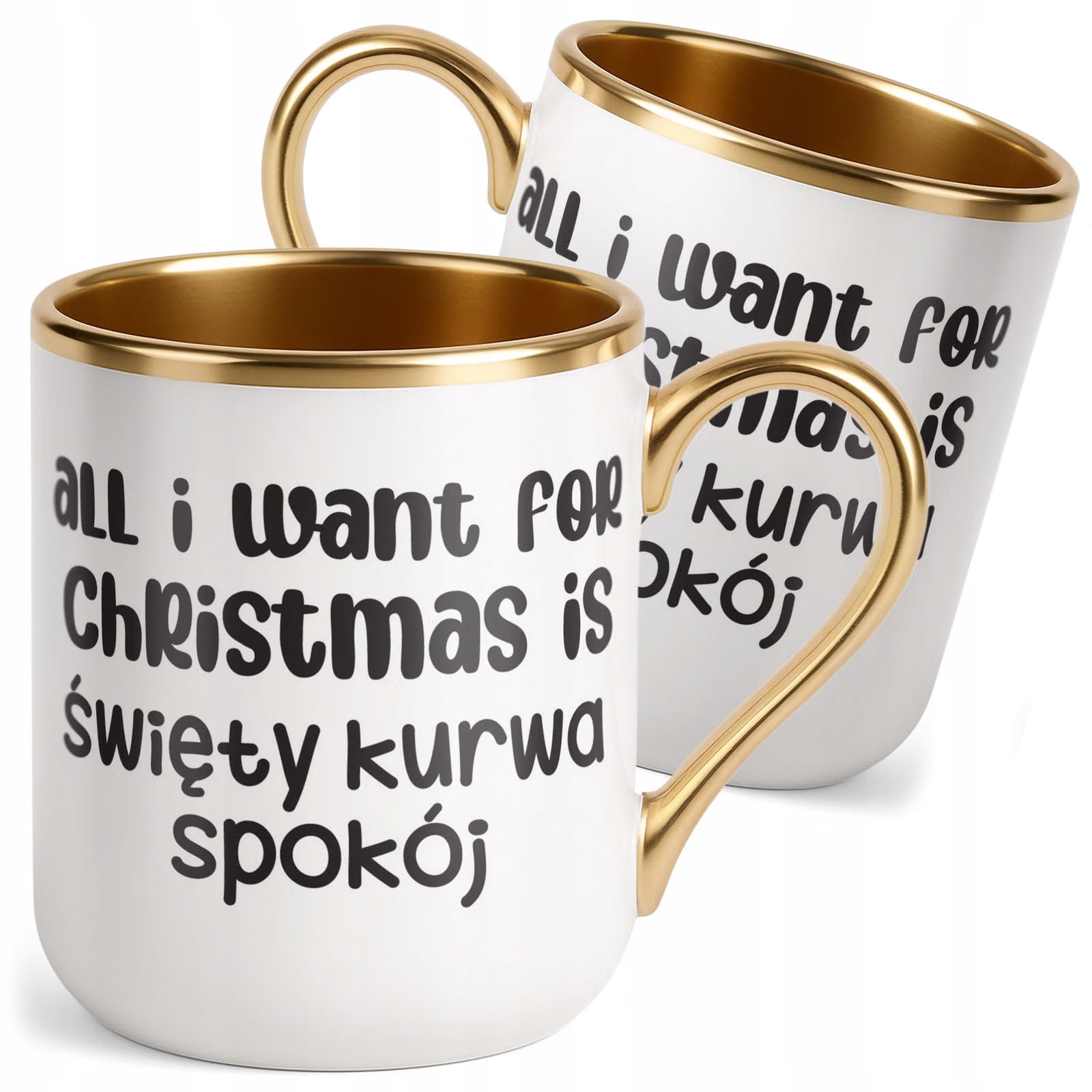 Kubek Premium Złoty Boże Narodzenie All I Want For Christmas Prezent