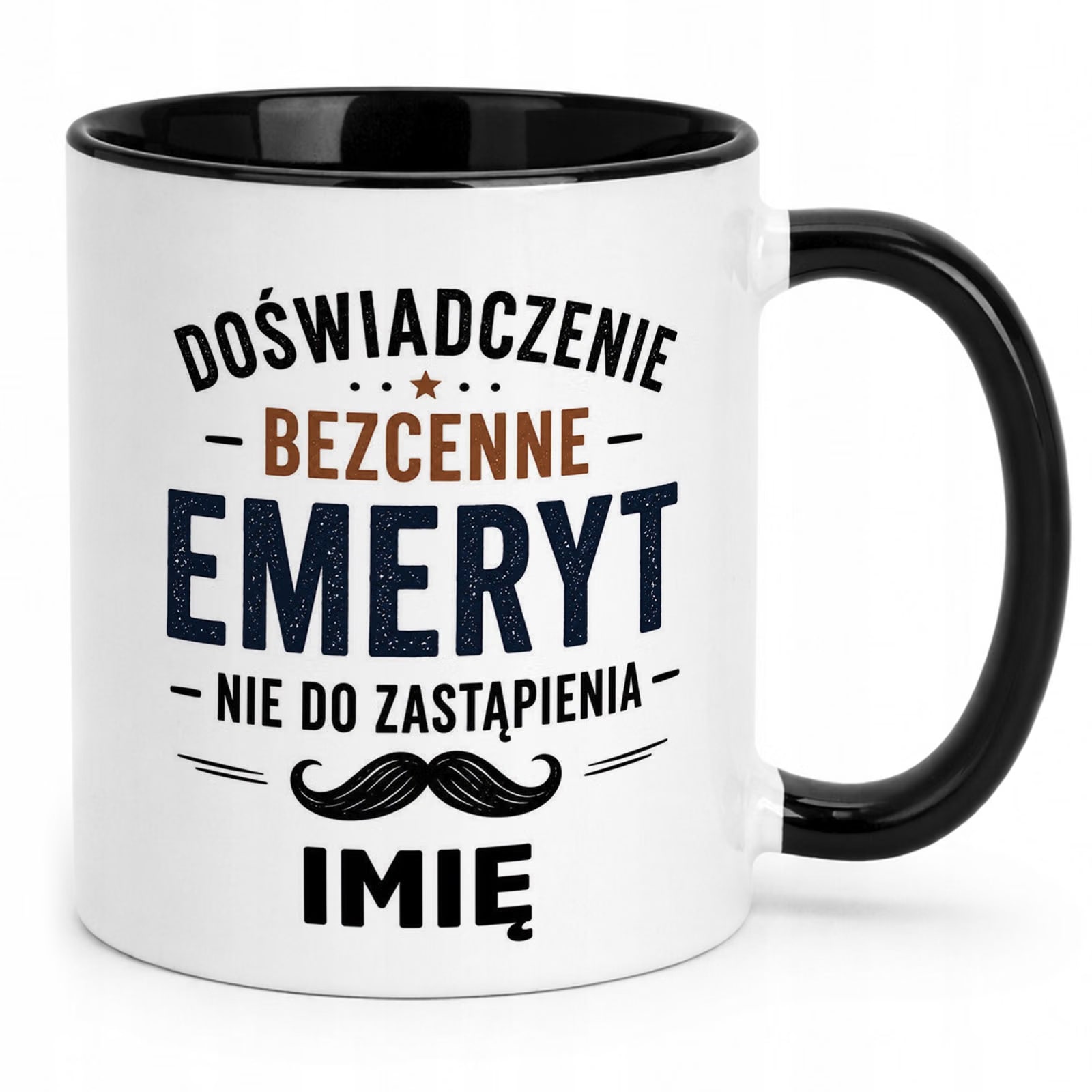 Kubek Czarny Personalizowany z Nadrukiem Emerytura Dla Emeryta Prezent