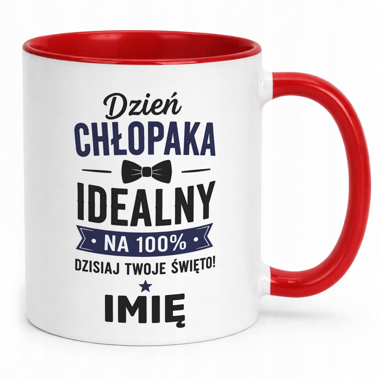 Czerwony Kubek personalizowany z nadrukiem Dzień Chłopaka Mężczyzny Prezent