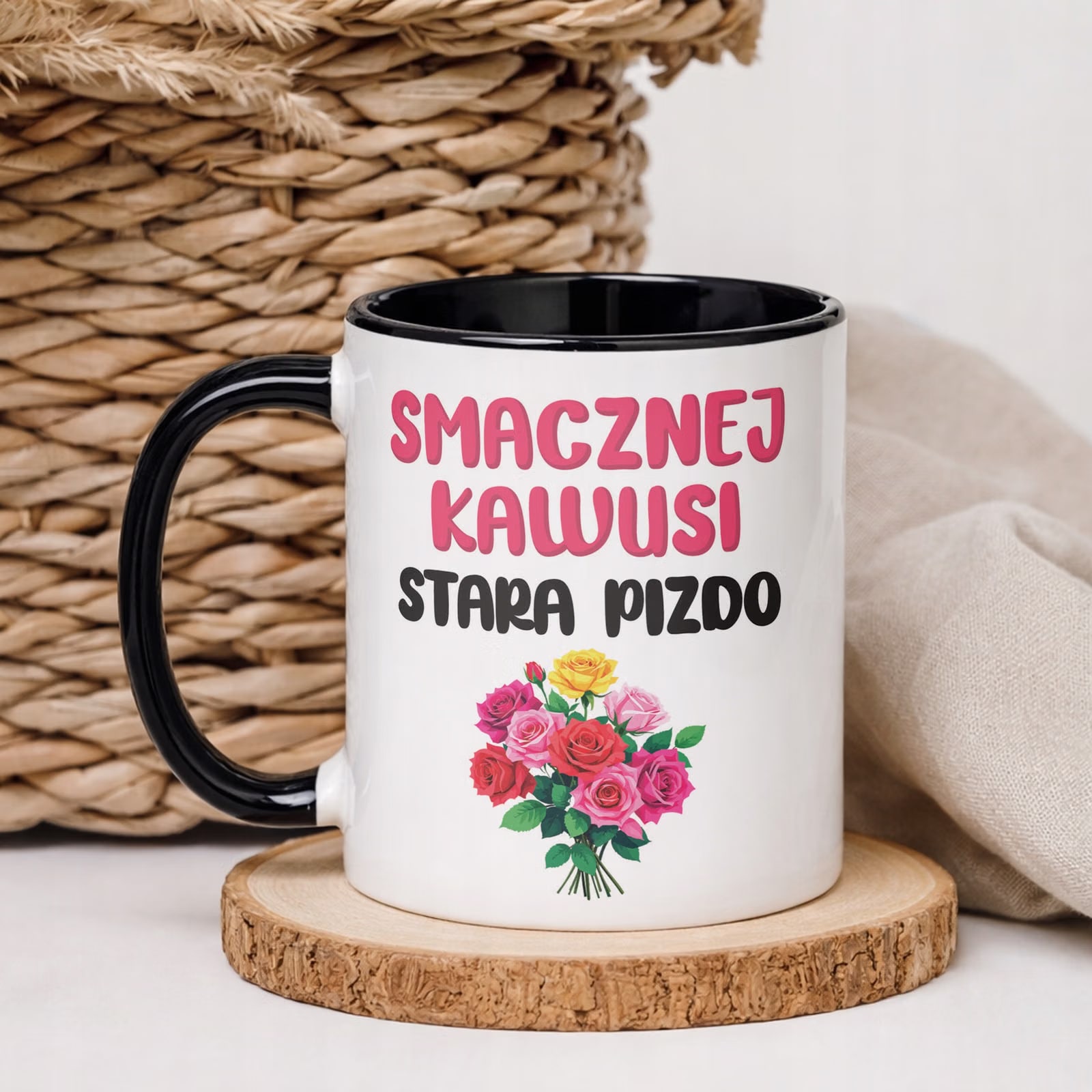 Kubek Czarny Smacznej Kawus Stara Piz*o Śmieszny Zabawny Prezent