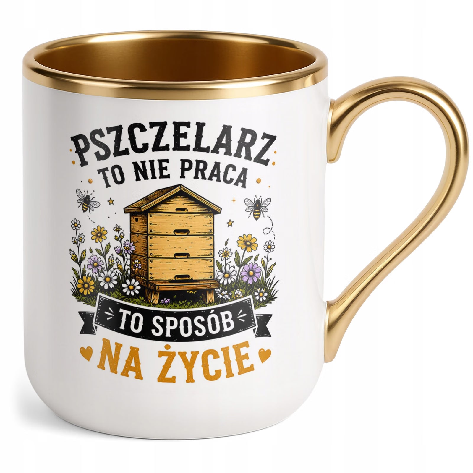 Kubek z nadrukiem Premium Złoty Dla Pszczelarza Szef Pasieki Prezent