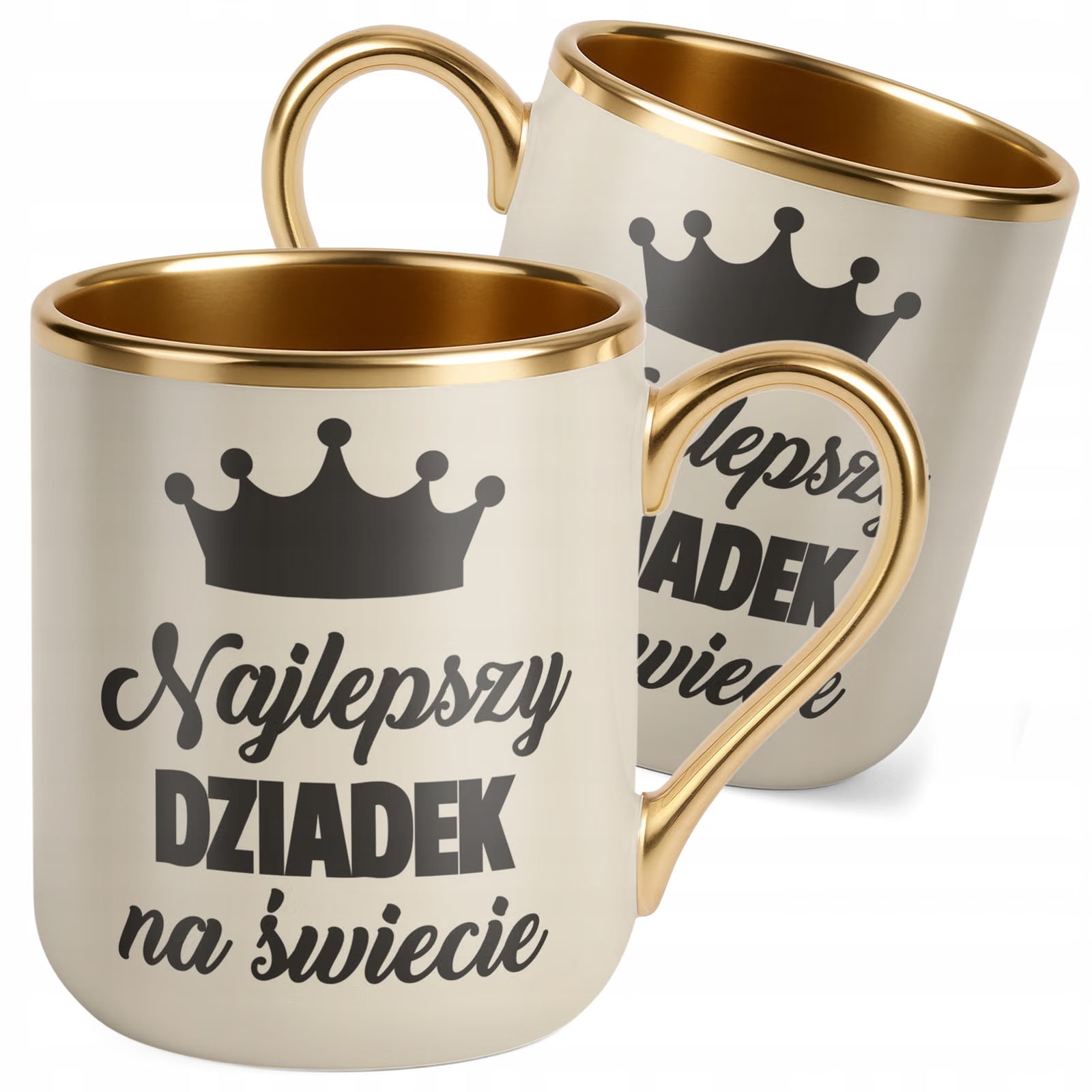 Kubek Premium Złoty Ecru Dzień Dziadka Dla Dziadka Prezent Upominek