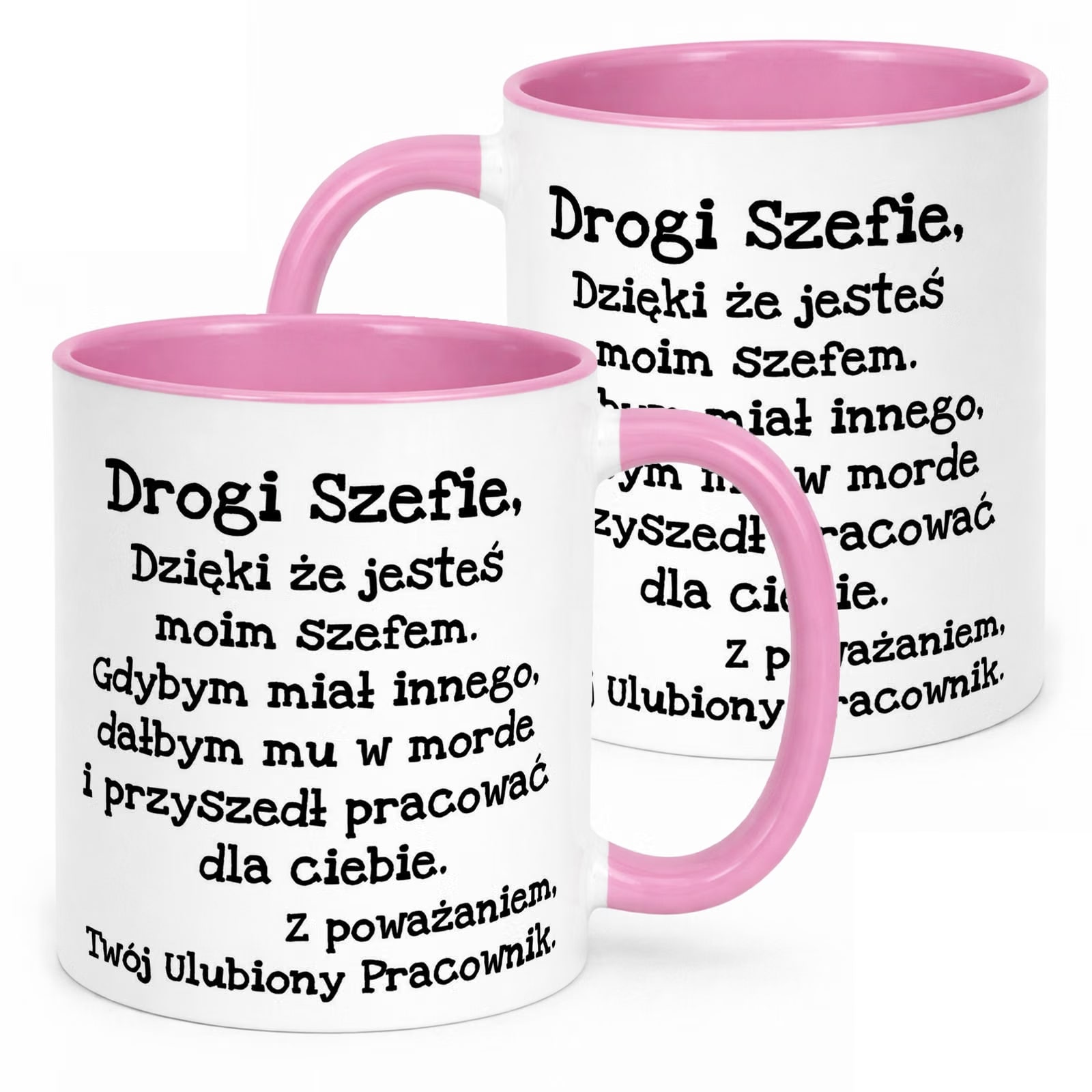 Kubek Różowy Drogi Szefie Dla Szefa Zabawny Prezent Praca