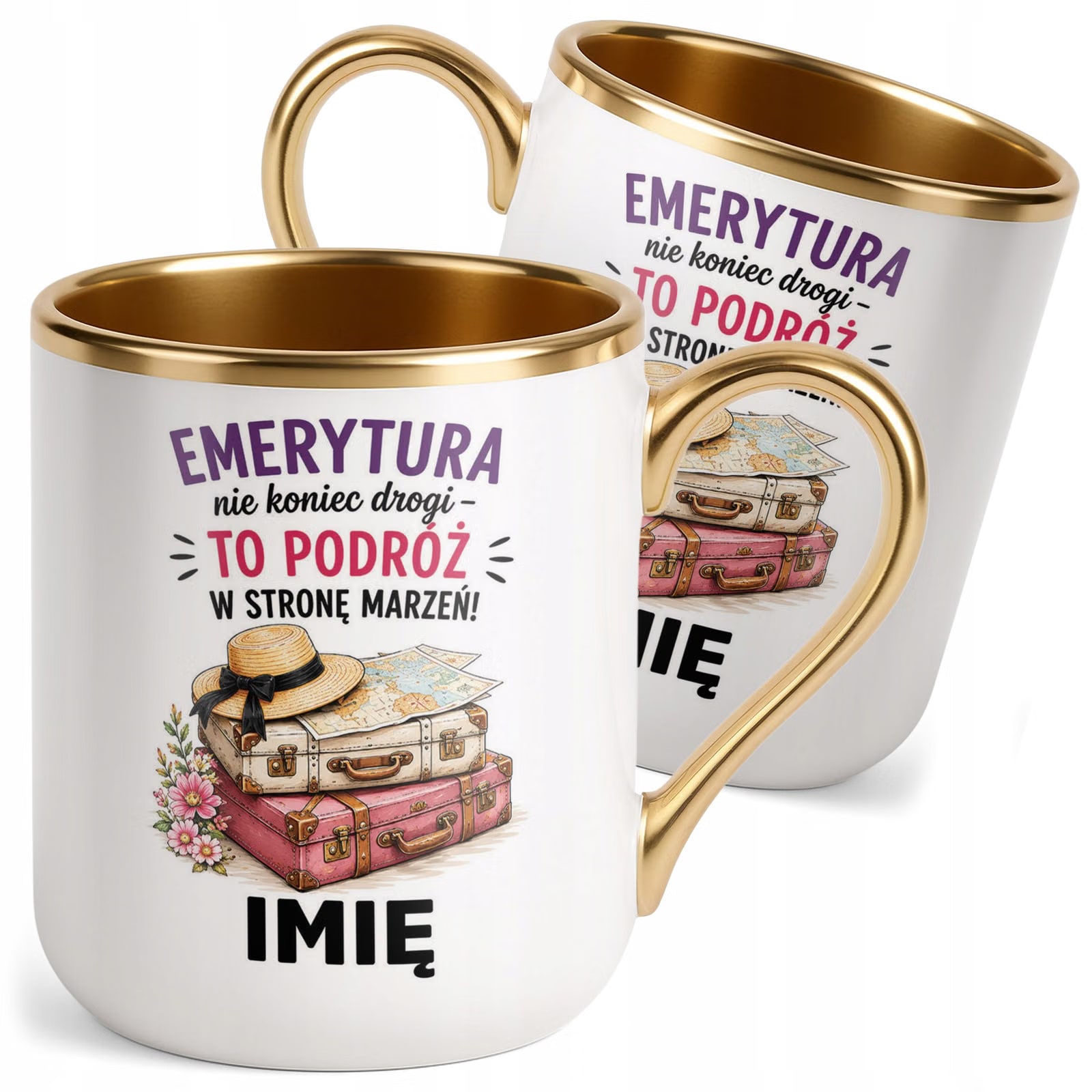 Kubek Personalizowany z nadrukiem Premium Złoty Emerytura Prezent