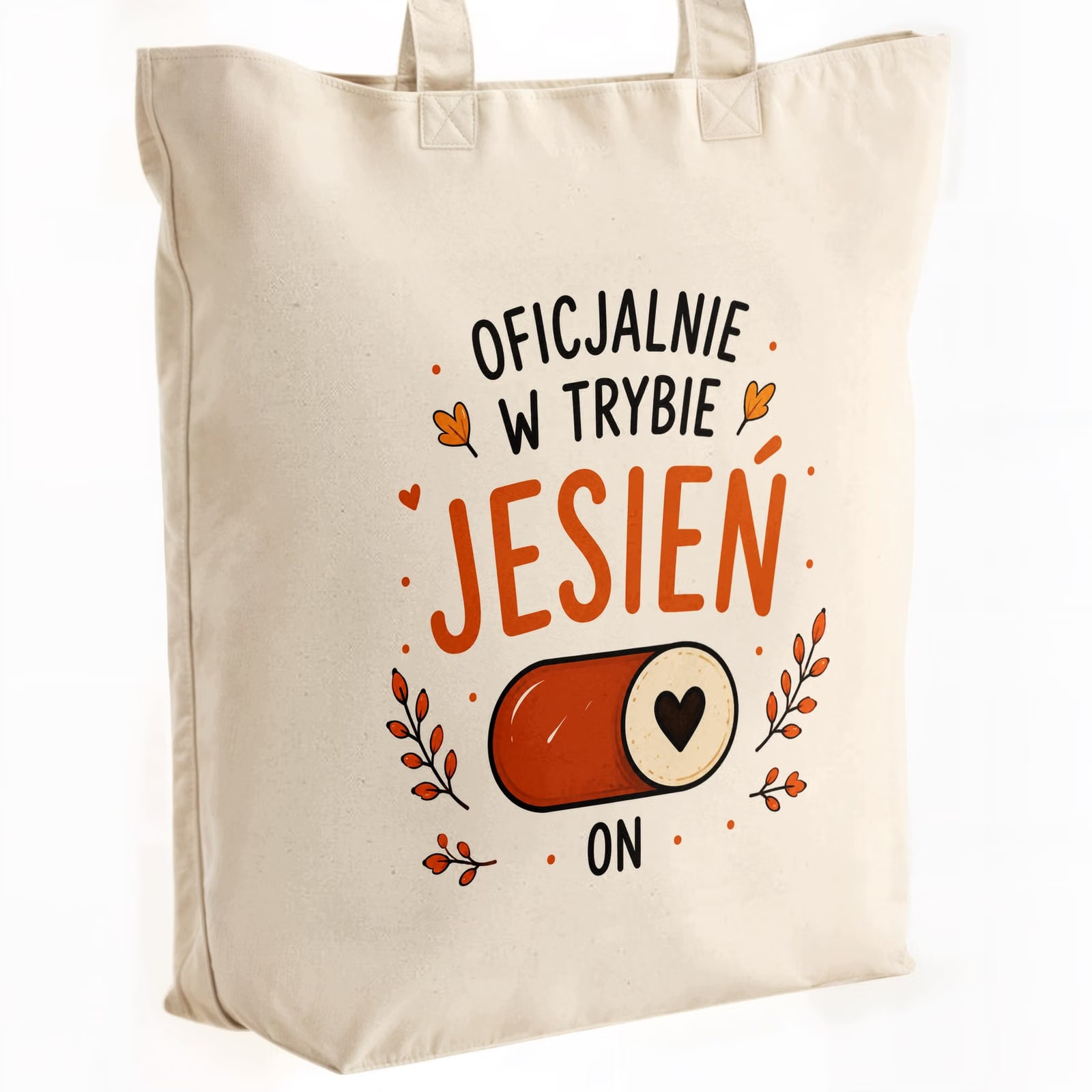Torba shopper bawełniana premium jesień jesienna na zakupy z nadrukiem