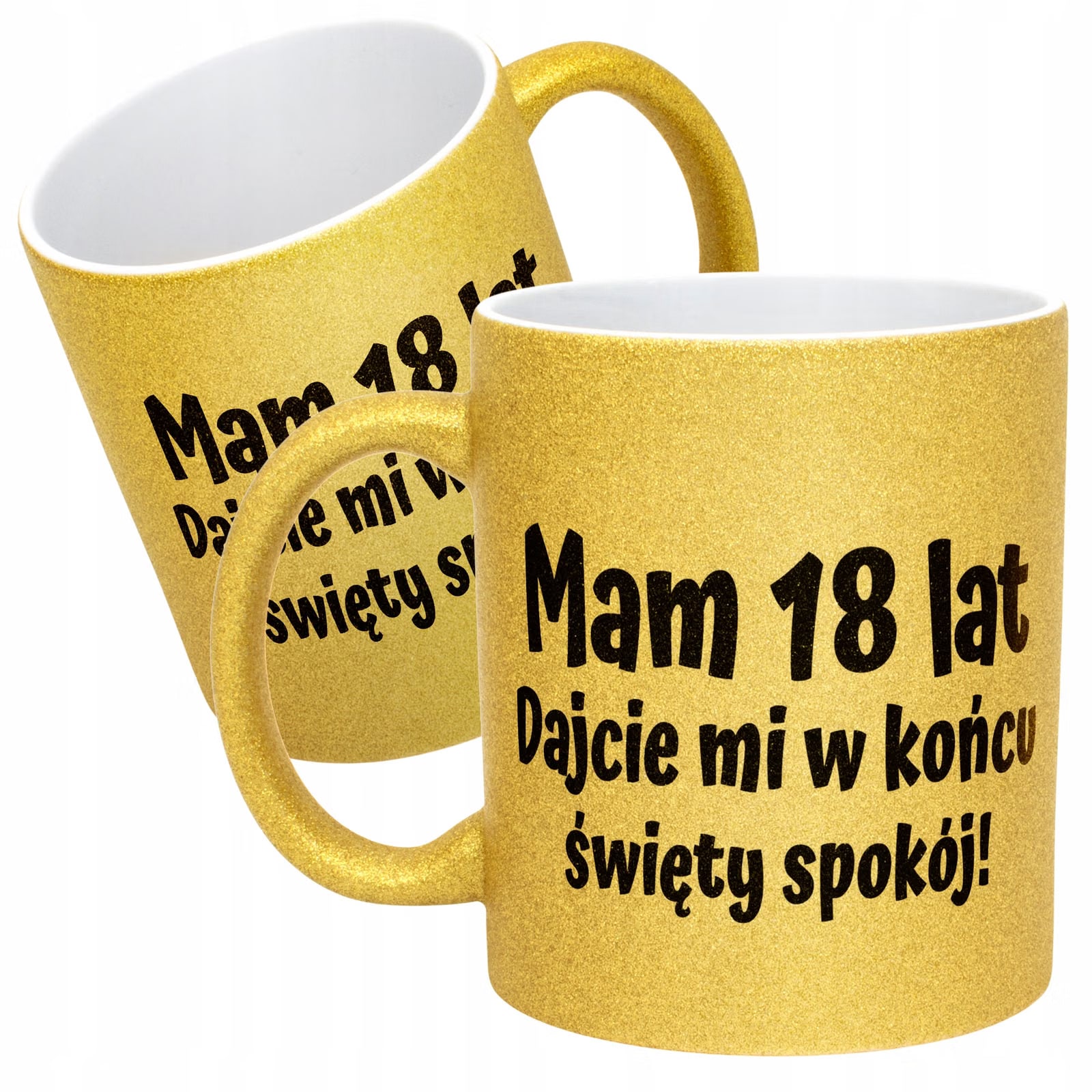 Złoty kubek brokatowy Mam 18 Lat Na Urodziny Prezent Upominek