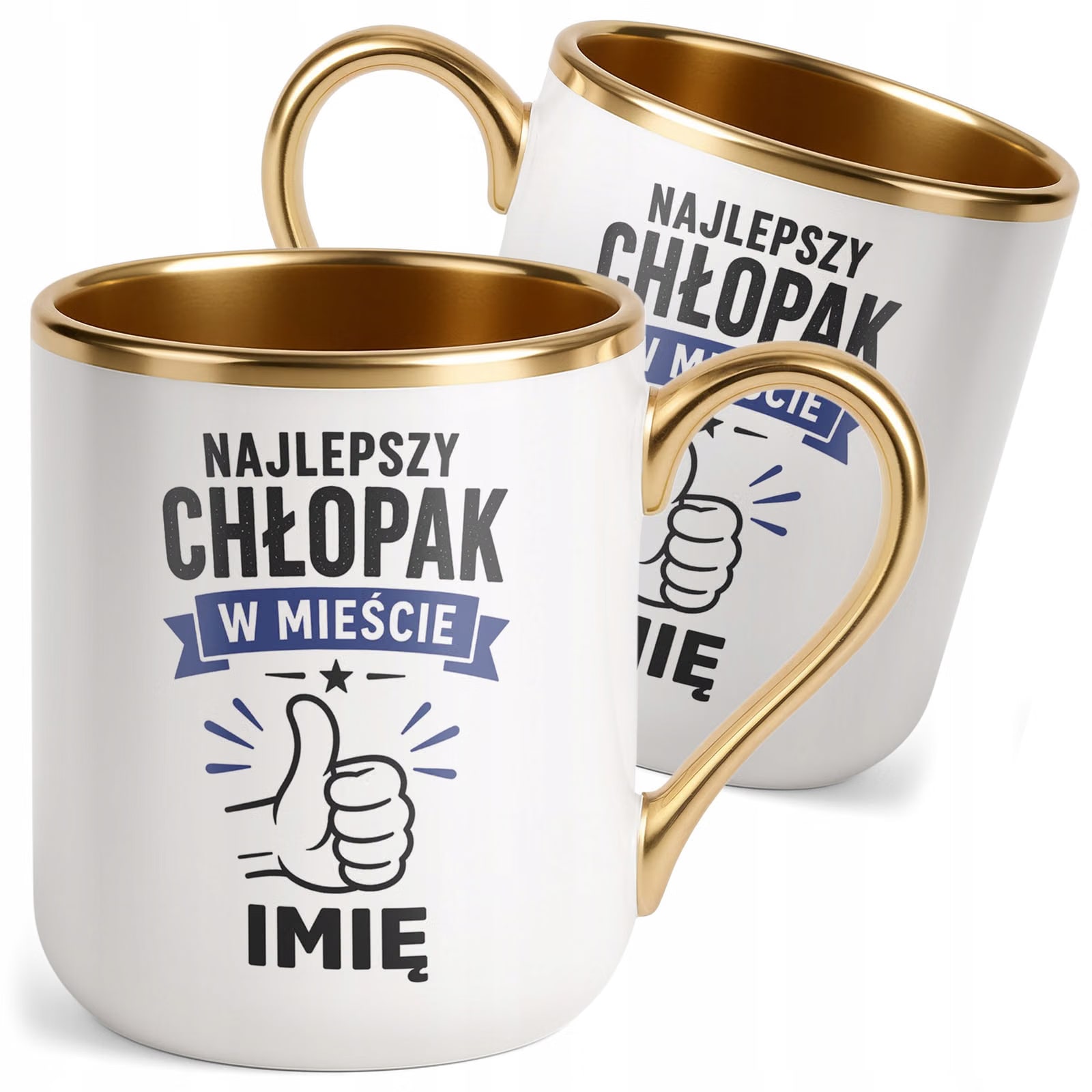 Kubek personalizowany z nadrukiem Premium Złoty Dzień Chłopaka