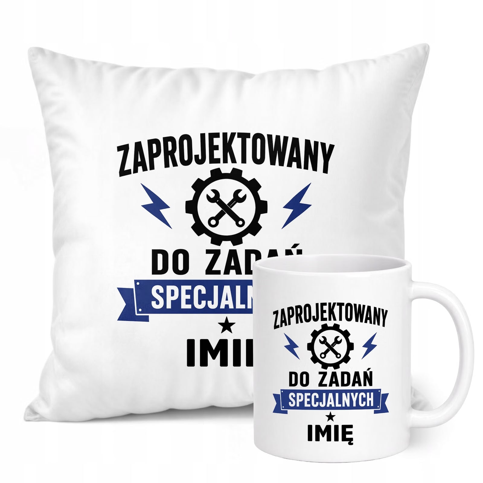 Zestaw Personalizowany Kubek Biały Poduszka Dzień Chłopaka Z Nadrukiem