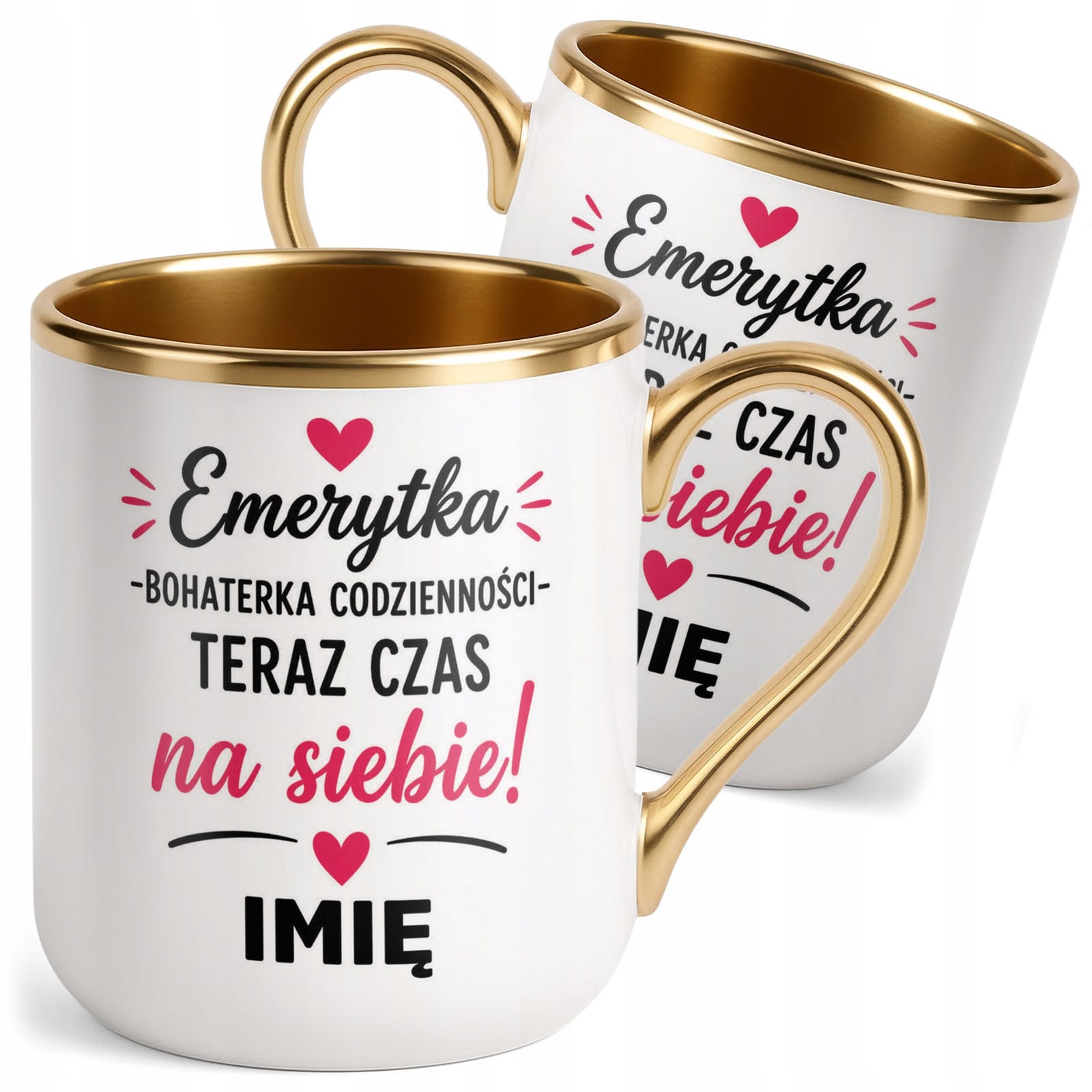 Kubek Personalizowany z nadrukiem Premium Złoty Emerytura Prezent
