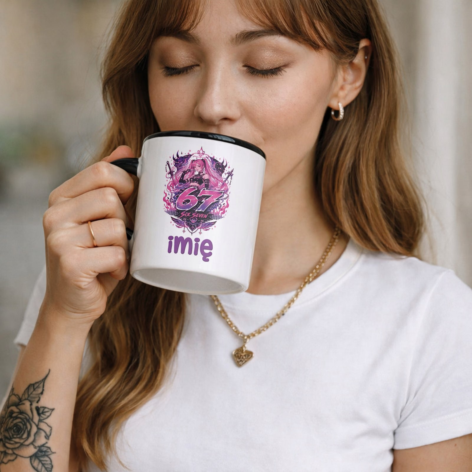 Zestaw personalizowany Kubek Czarny Podkładka pod mysz Łowczynie Kpop 67