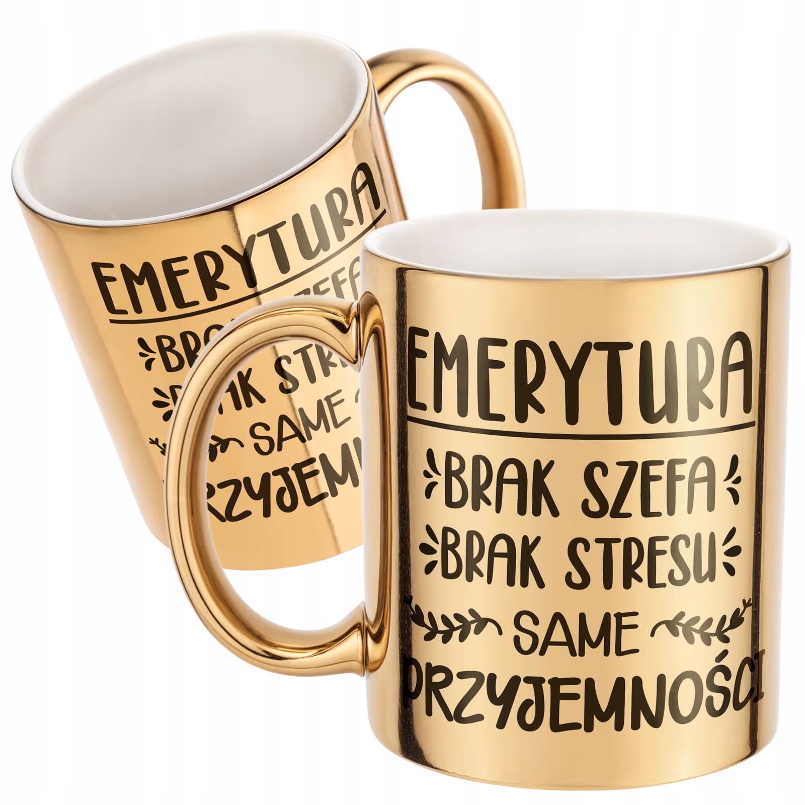 Złoty Kubek ceramiczny z okazji Emerytury Dla Emeryta Emerytki Prezent