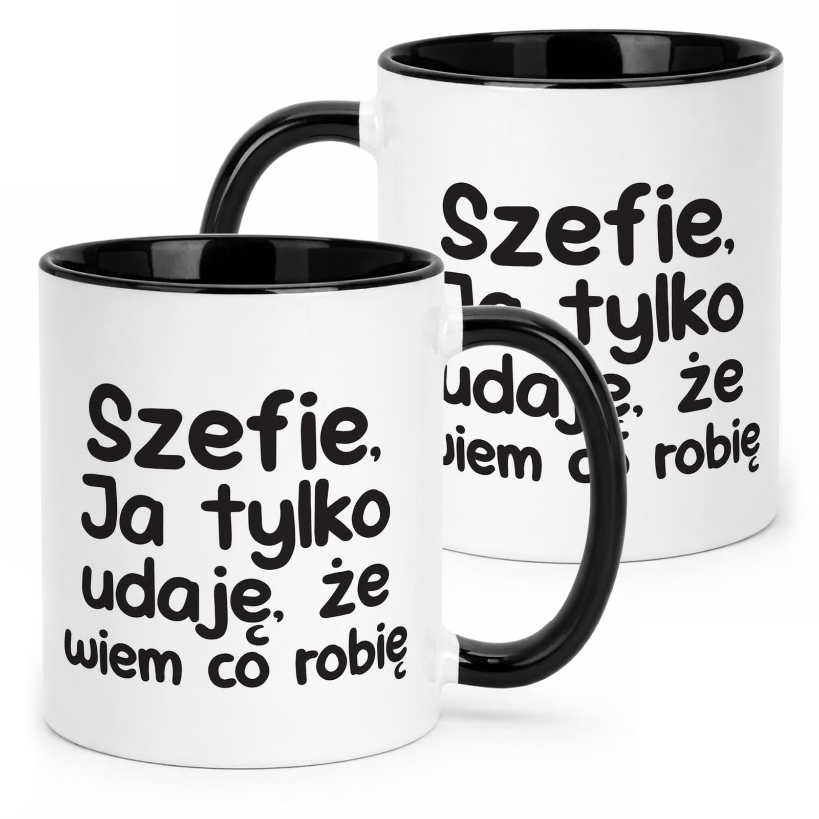 Kubek Czarny Szefie Ja Tylko Udaję Że Wiem Śmieszny Zabawny Prezent