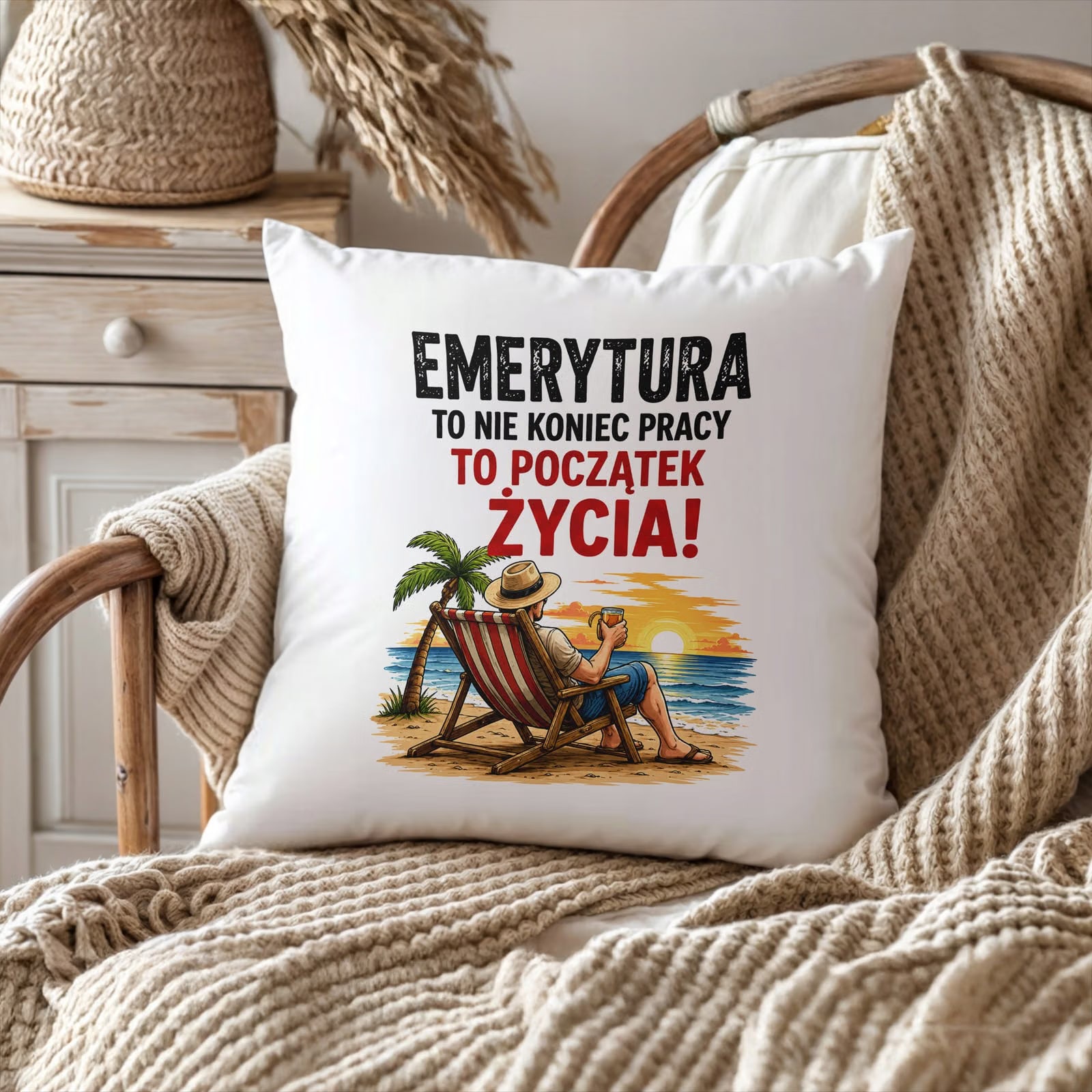 Poduszka Jasiek 38x38cm z Nadrukiem Emerytura Dla Emeryta Emerytki Prezent