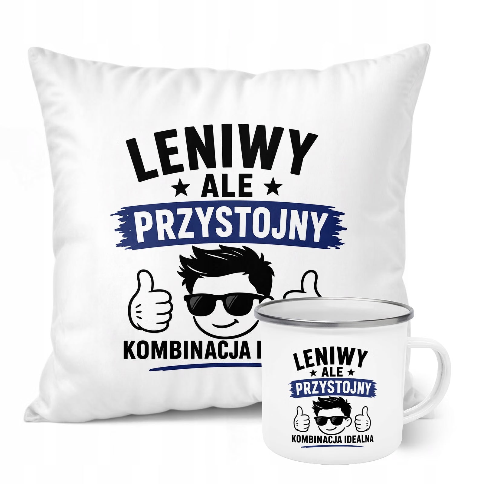 Zestaw Kubek Emaliowany Poduszka Dzień Chłopaka Z Nadrukiem