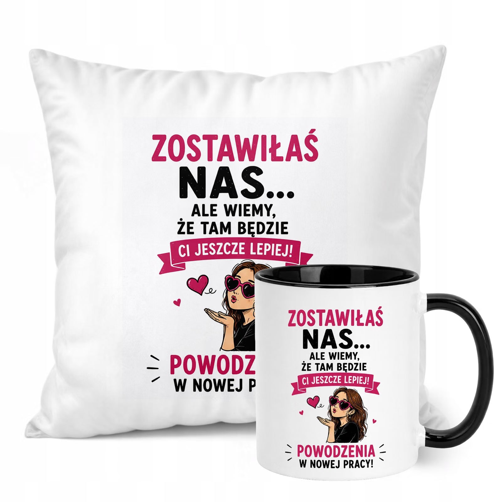 Zestaw Kubek Czarny Poduszka Z Nadrukiem Odejście z Pracy Prezent