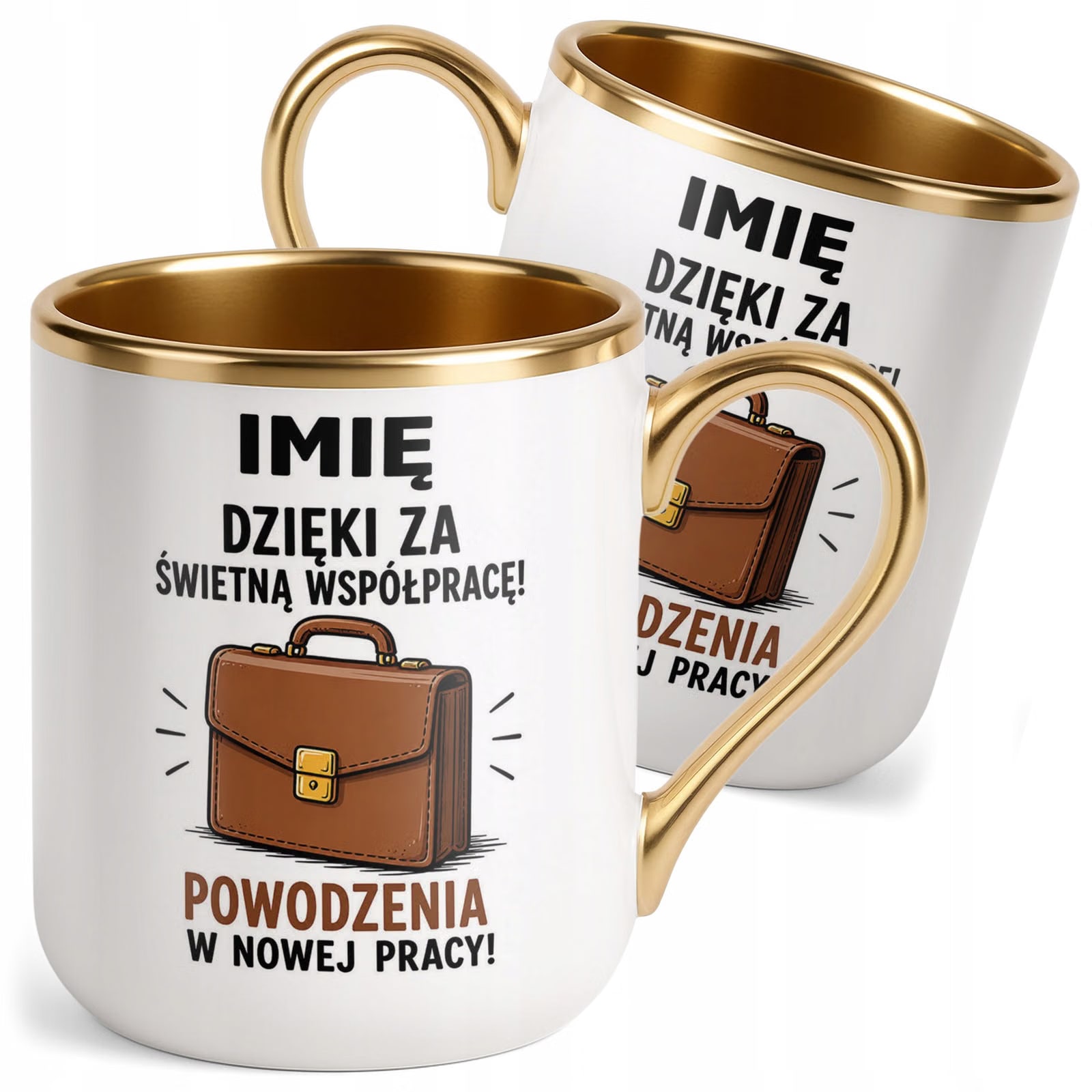 Kubek Personalizowany z nadrukiem Premium Złoty Odejście z Pracy