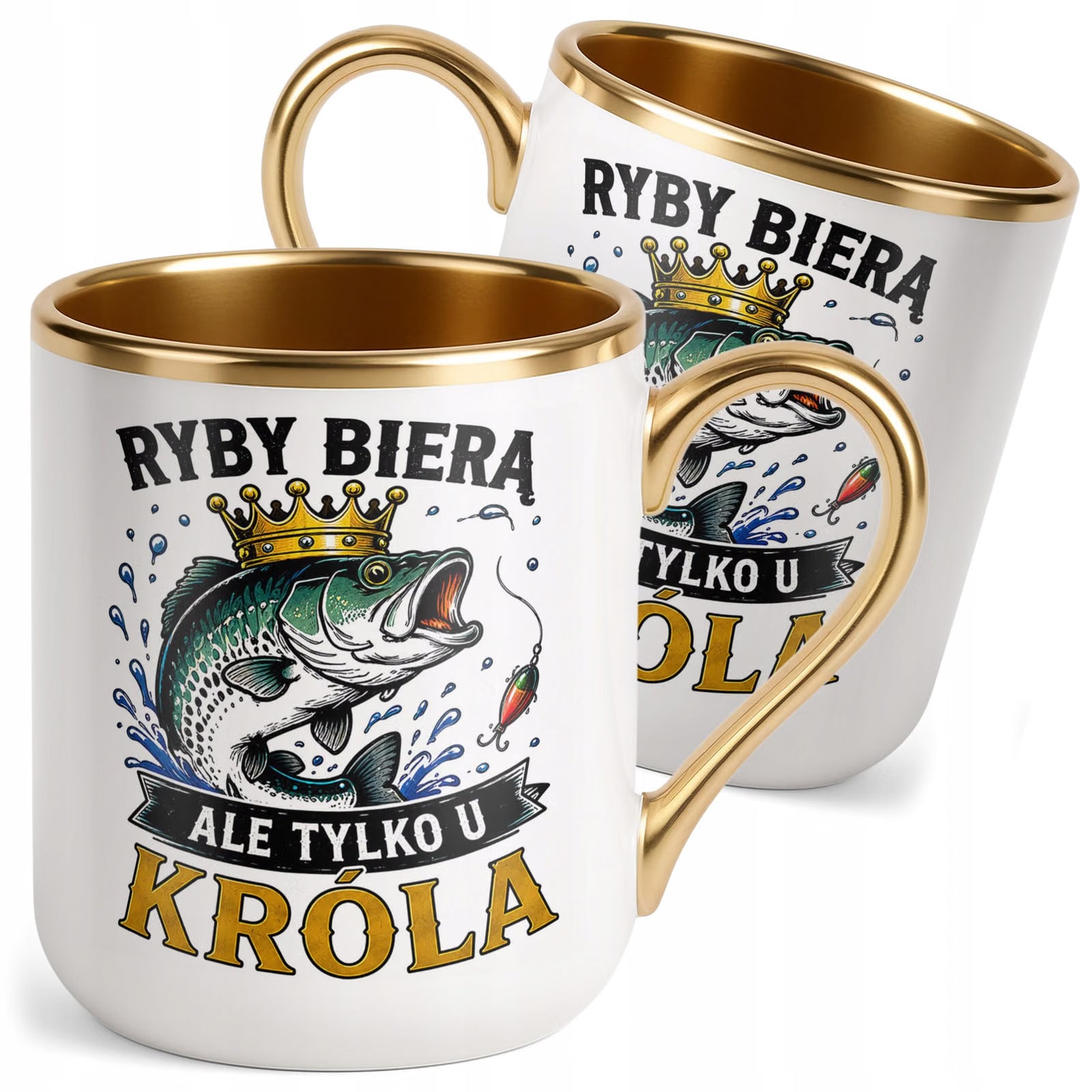 Kubek z nadrukiem Premium Złoty Dla Wędkarza Rybaka Prezent