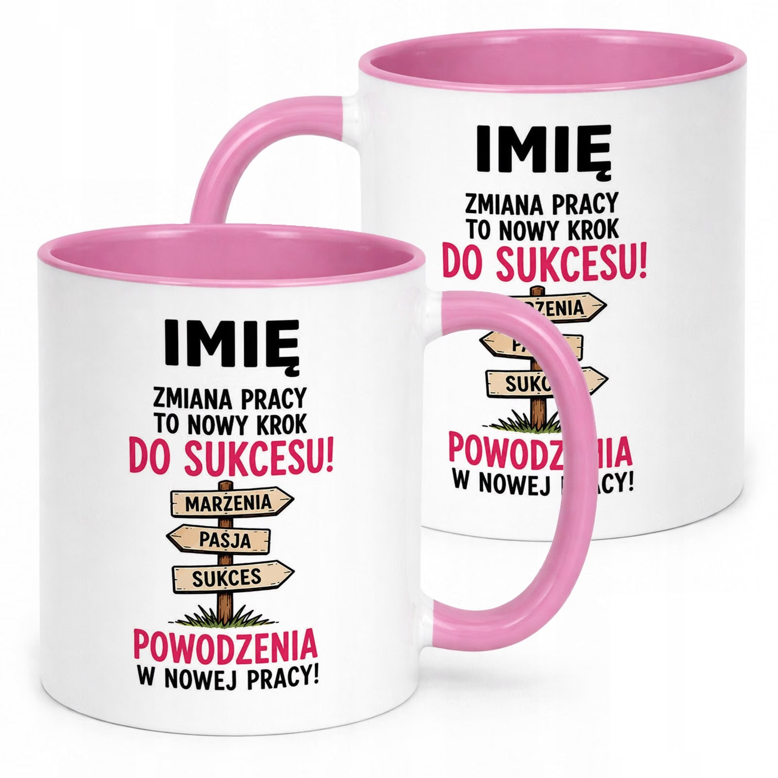 Kubek Różowy Personalizowany z Nadrukiem Pożegnanie Odejście z Pracy
