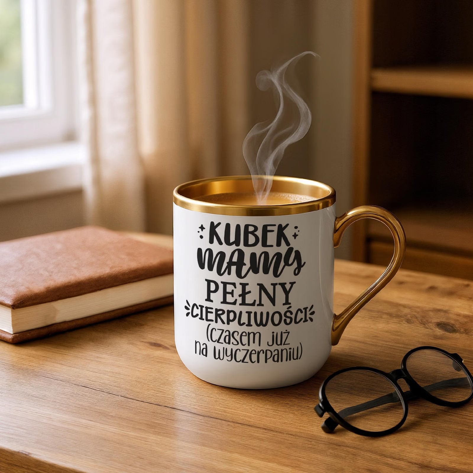 Kubek Premium Złoty Dzień Matki Dla Mamy Prezent Kubek Pełny Cierpliwości