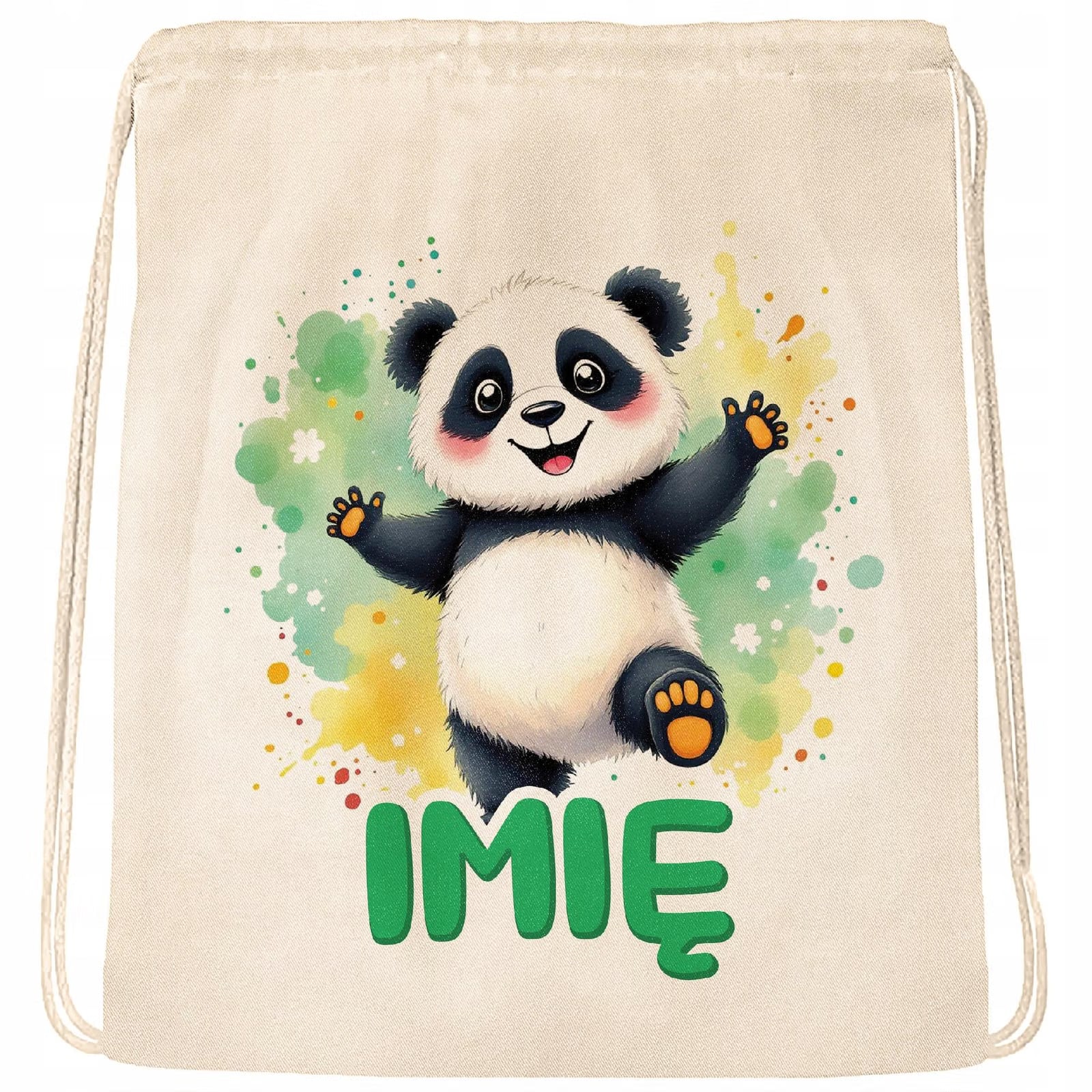 Plecak bawełniany Personalizowany Panda Zwierzak Słodki Dla Dzieci