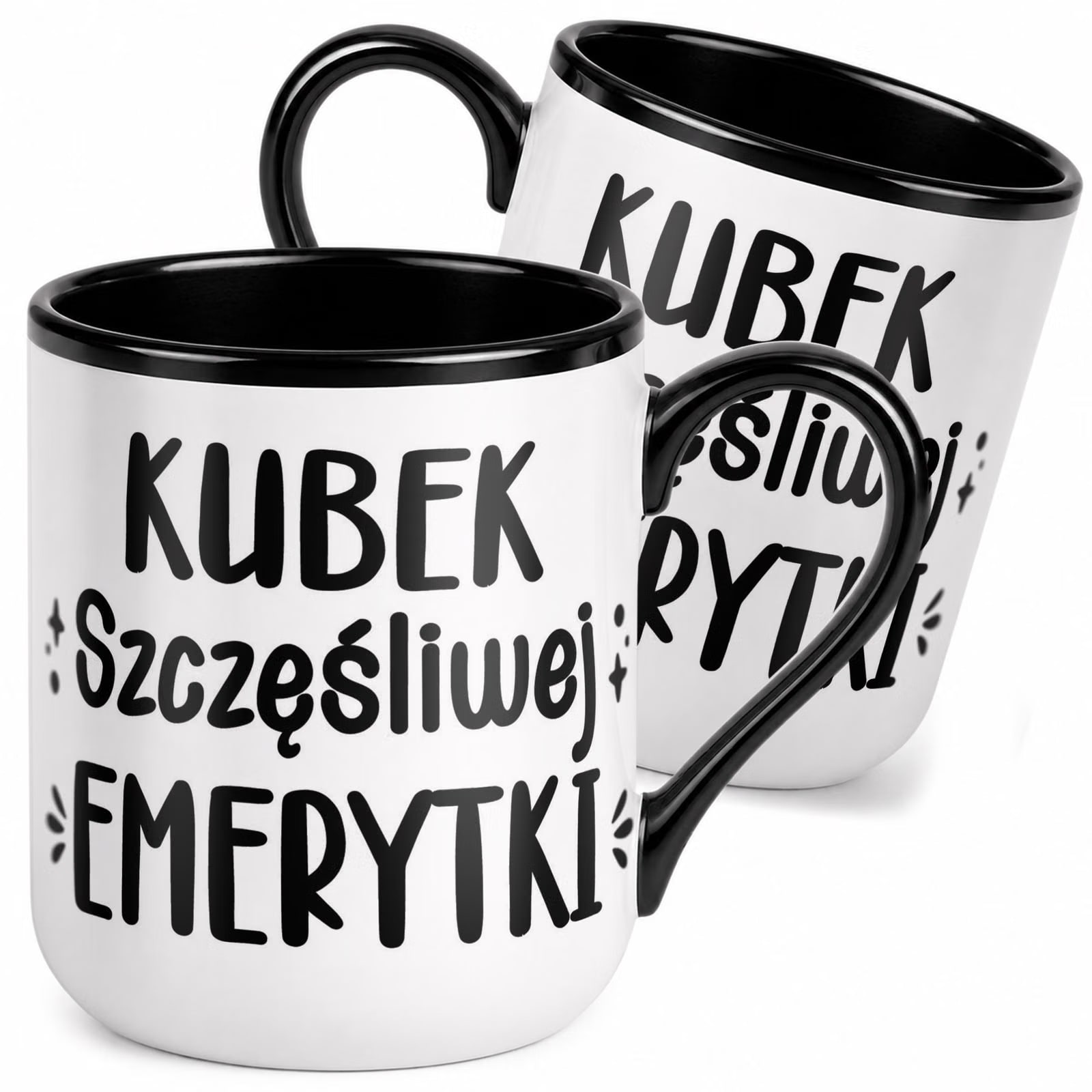 Kubek z nadrukiem Premium Czarny Emerytura Dla Emerytki Upominek Prezent