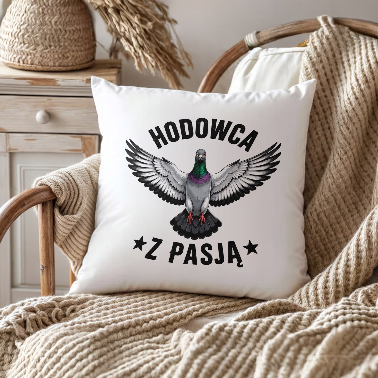 Poduszka Jasiek 38x38cm z Nadrukiem Dla Gołębiarza Hodowcy Gołębi Prezent