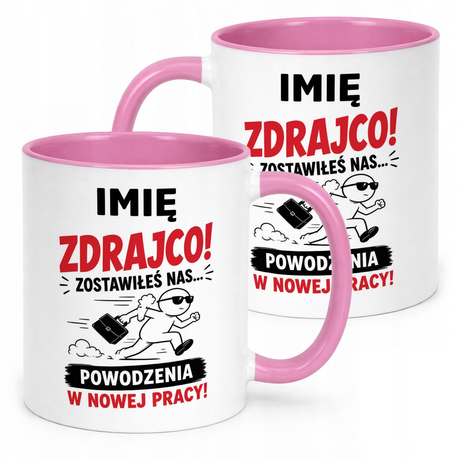 Kubek Różowy Personalizowany z Nadrukiem Pożegnanie Odejście z Pracy