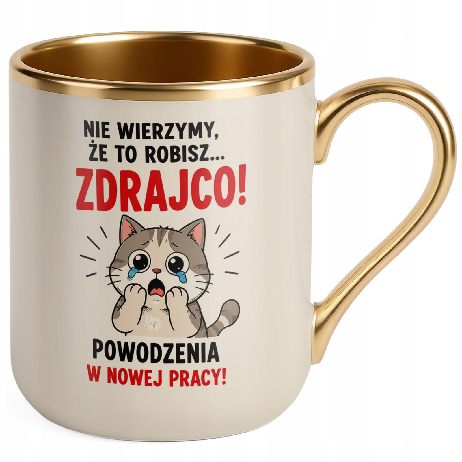 Kubek z nadrukiem Premium Złoty Ecru Pożegnanie Odejście z Pracy