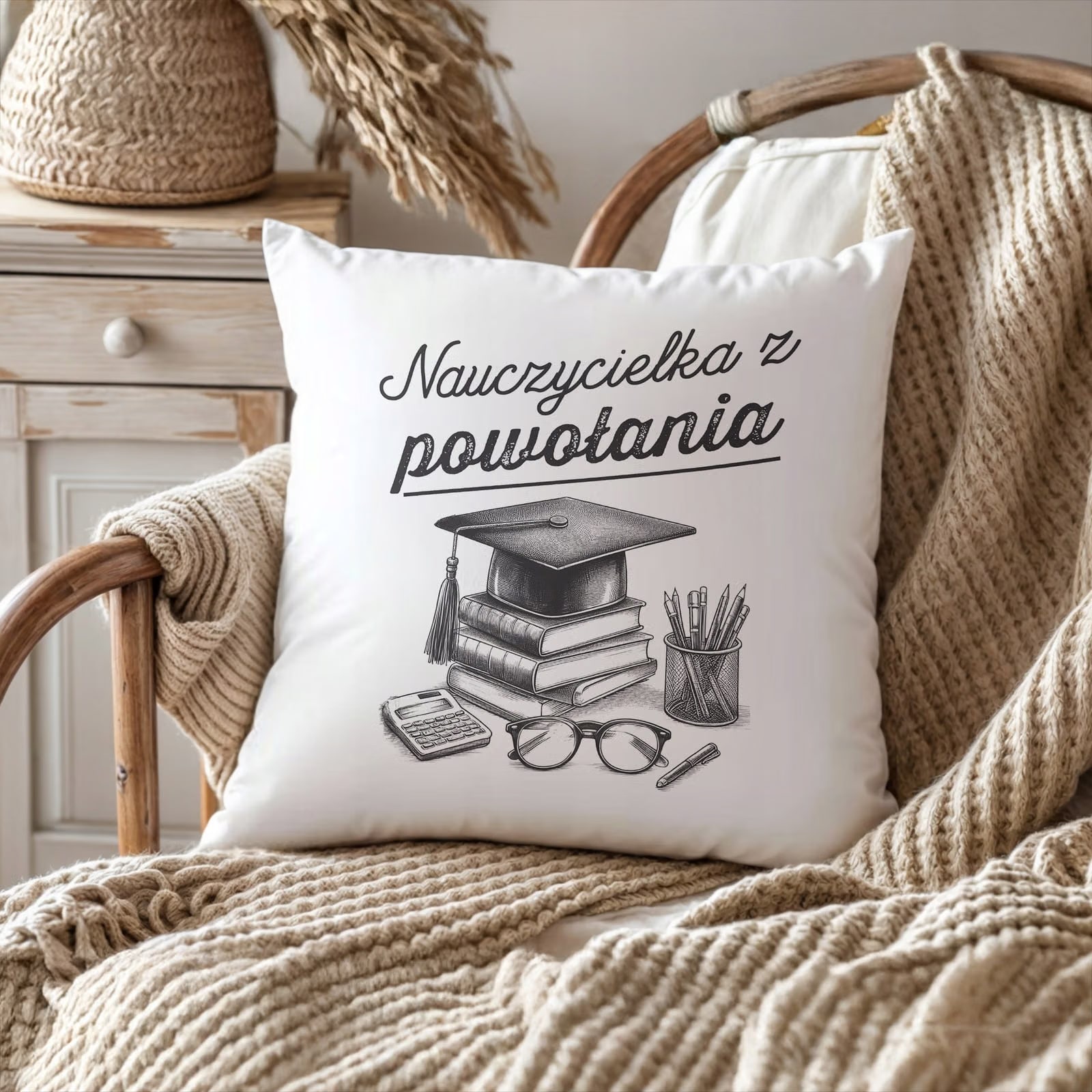 Poduszka Jasiek 38x38cm z Nadrukiem Dzień Nauczyciela Prezent Upominek
