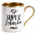 Kubek Premium Złoty Personalizowany Super Lekarka Prezent Upominek