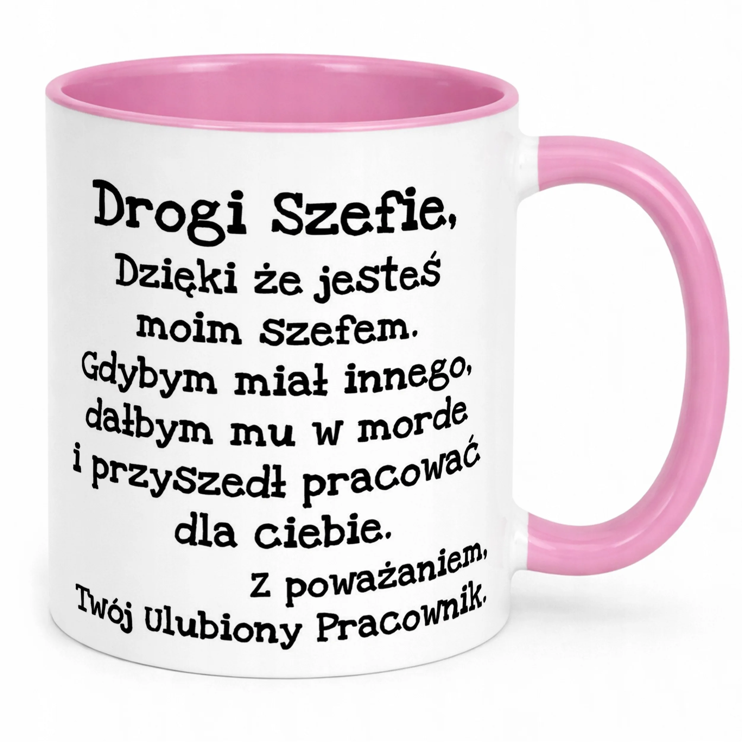 Kubek Różowy Drogi Szefie Dla Szefa Zabawny Prezent Praca