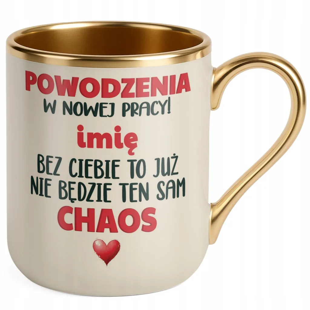 Kubek Premium Złoty Ecru Personalizowany Pożeganie Odejście z Pracy