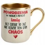 Kubek Premium Złoty Ecru Personalizowany Pożeganie Odejście z Pracy