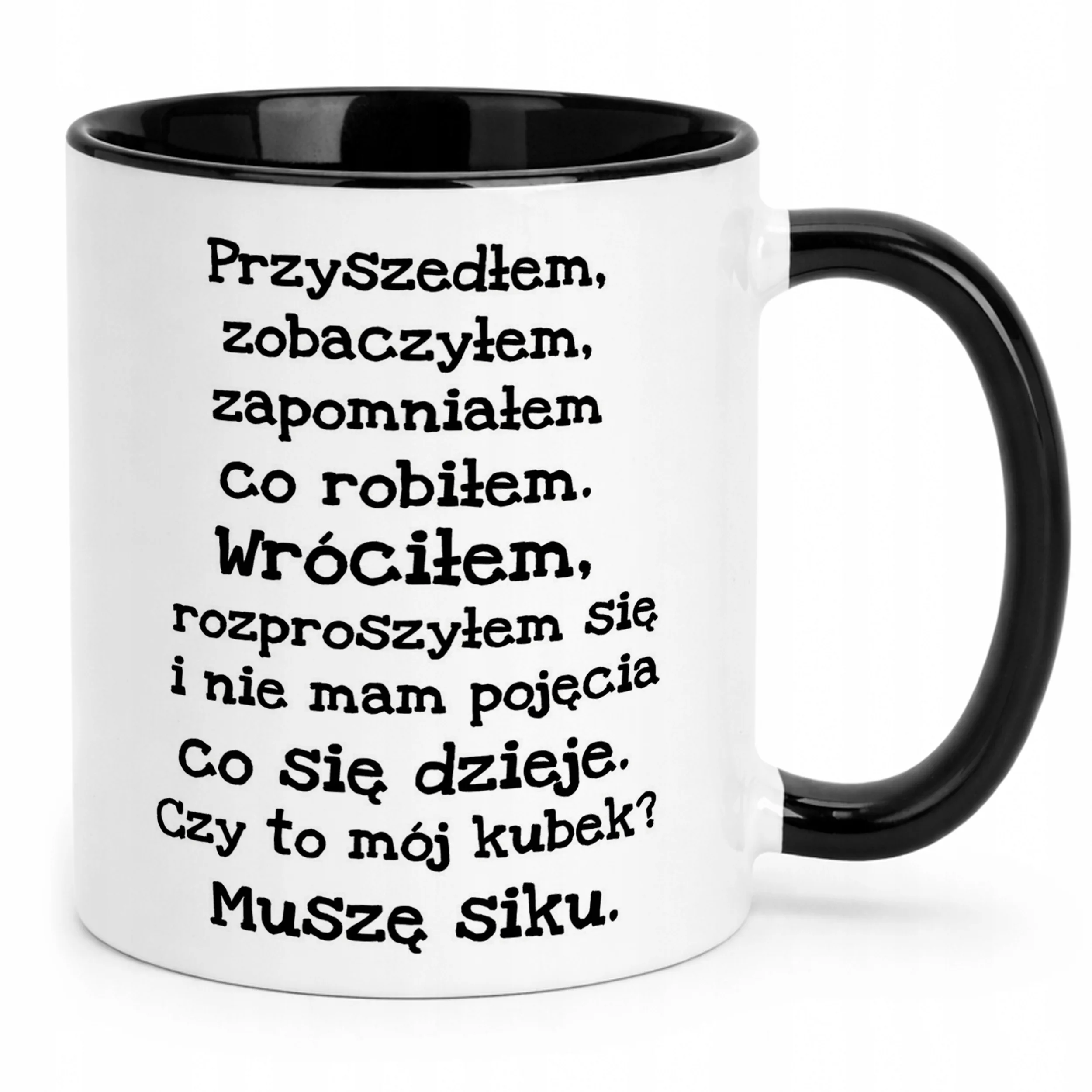 Kubek Czarny Przyszedłem Zobaczyłem Zapomniałem Zabanwy Prezent