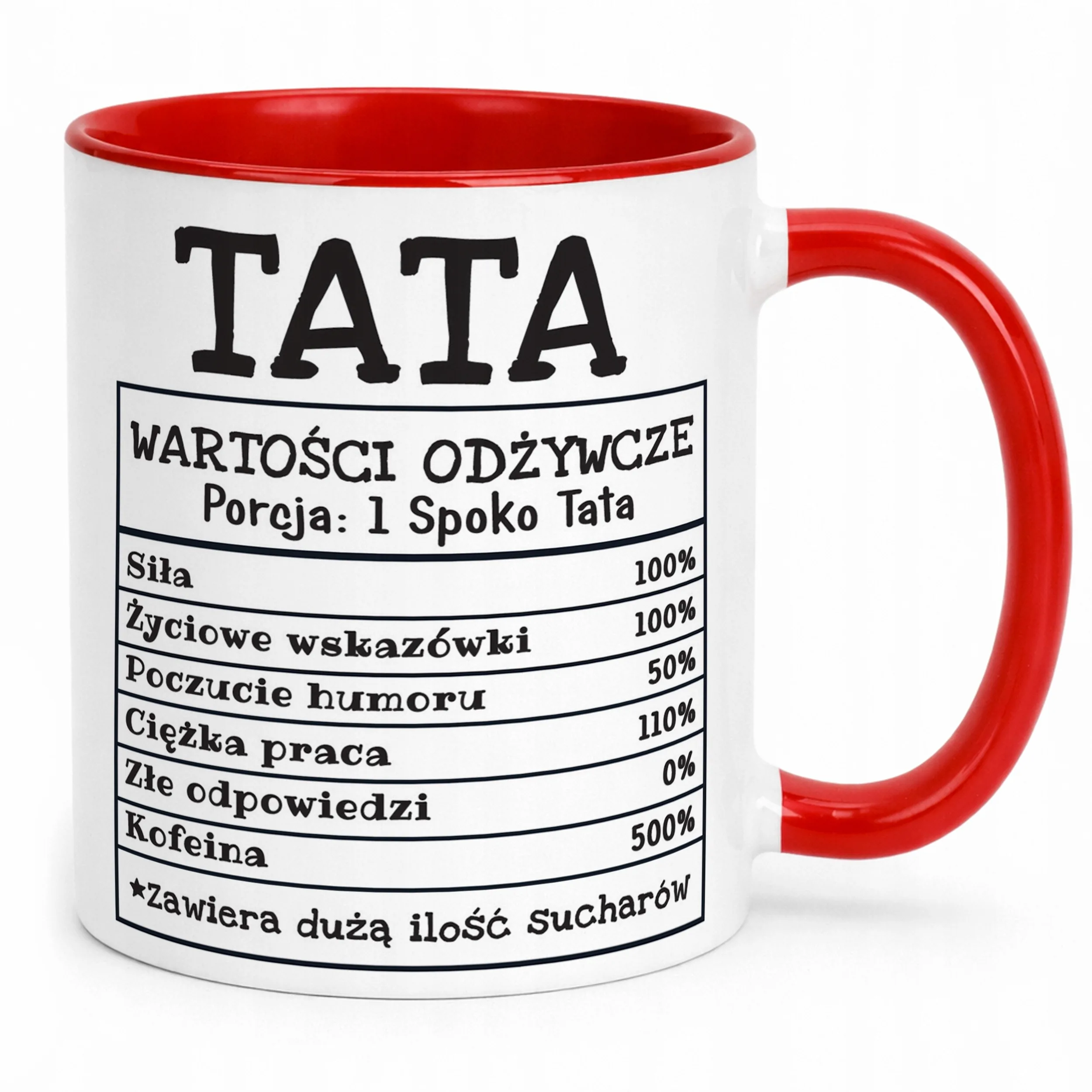 Kubek ceramiczny Dzień Ojca Tata Wartości Odżywcze Tabela Prezent