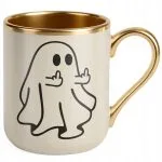 Kubek Premium Złoty Ecru Halloween Jesień Dynia Duch Prezent Upominek