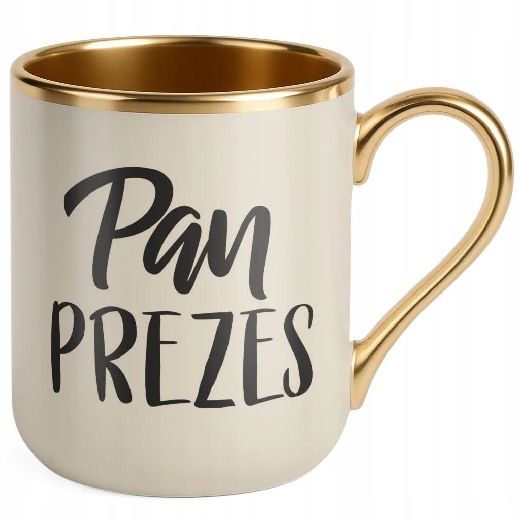 Kubek Premium Złoty Ecru Pan Prezes Dla Mężczyzny Praca Prezent