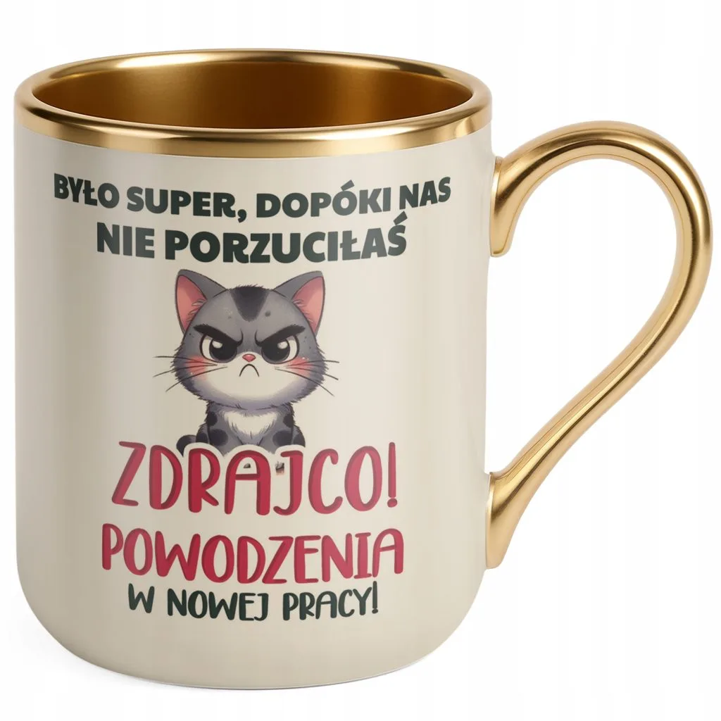 Kubek Premium Złoty Ecru Pożeganie Odejście z Pracy Dla Koleżanki Prezent