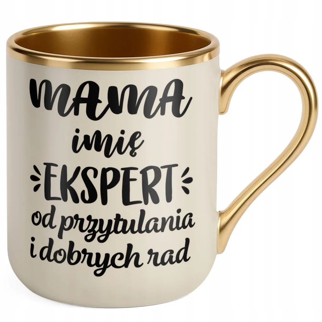 Kubek Premium Złoty Ecru Personalizowany Dzień Matki Dla Mamy