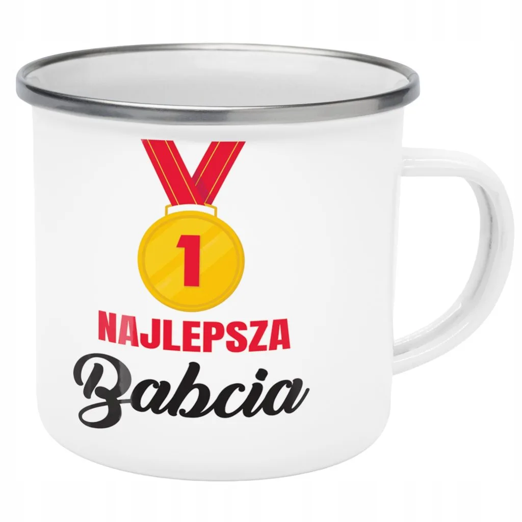 Emaliowany Kubek Garnuszek 300 ml Dzień Babci Prezent Najlepsza Babcia