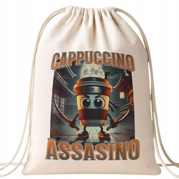 Plecak bawełniany Cappuccino Assassino viral tiktok brainrot