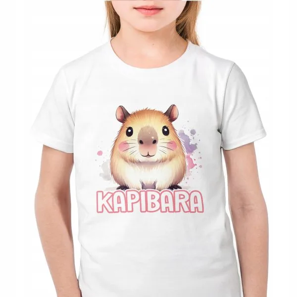 Koszulka biała dziecięca Kapibara Capybara Zwierzak