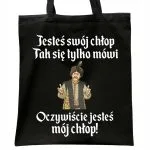 Torba bawełniana czarna na zakupy 1670 Jesteś Swój Chłop Mój Chłop