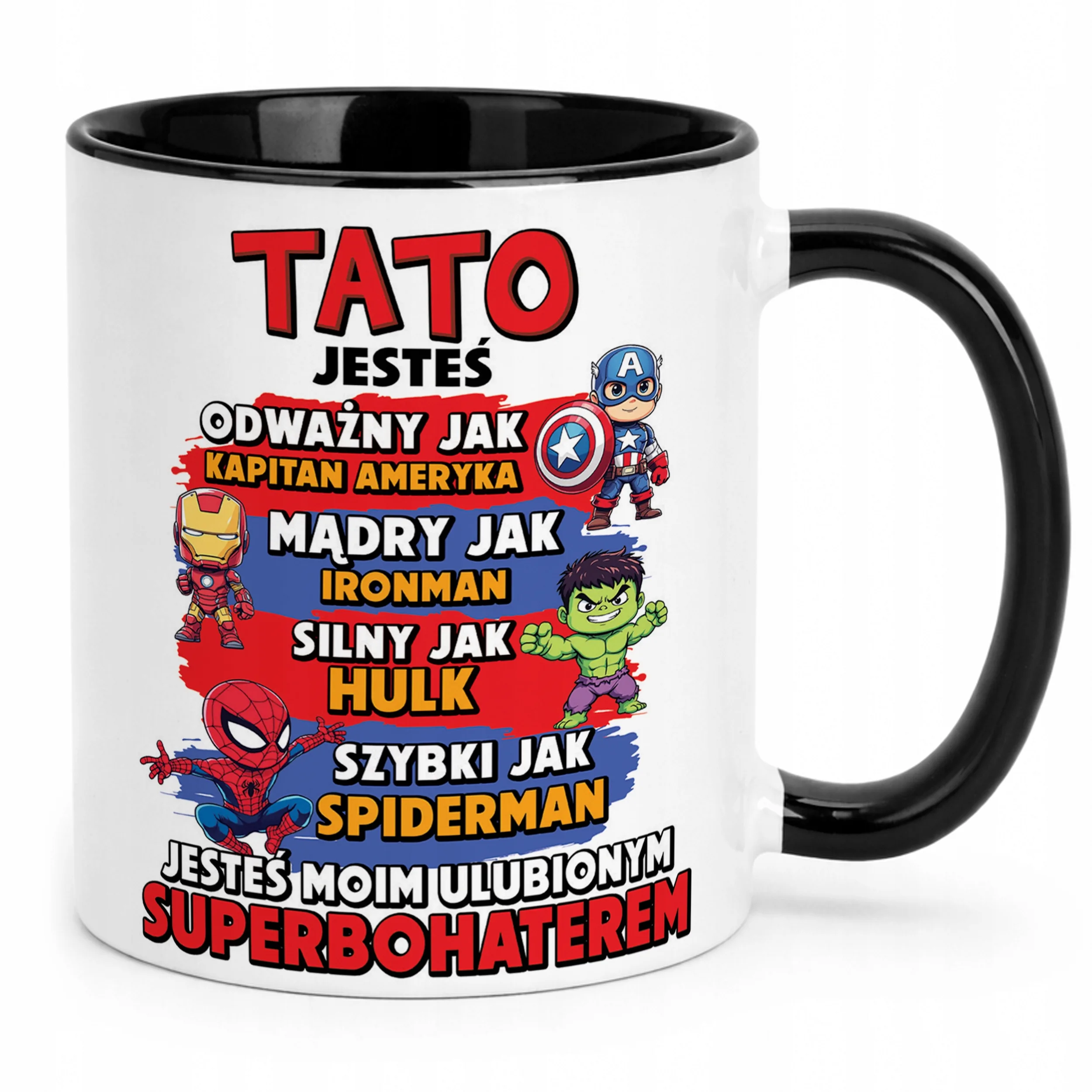 Kubek Czarny Dzień Ojca Dla Taty Tata Superbohater Prezent