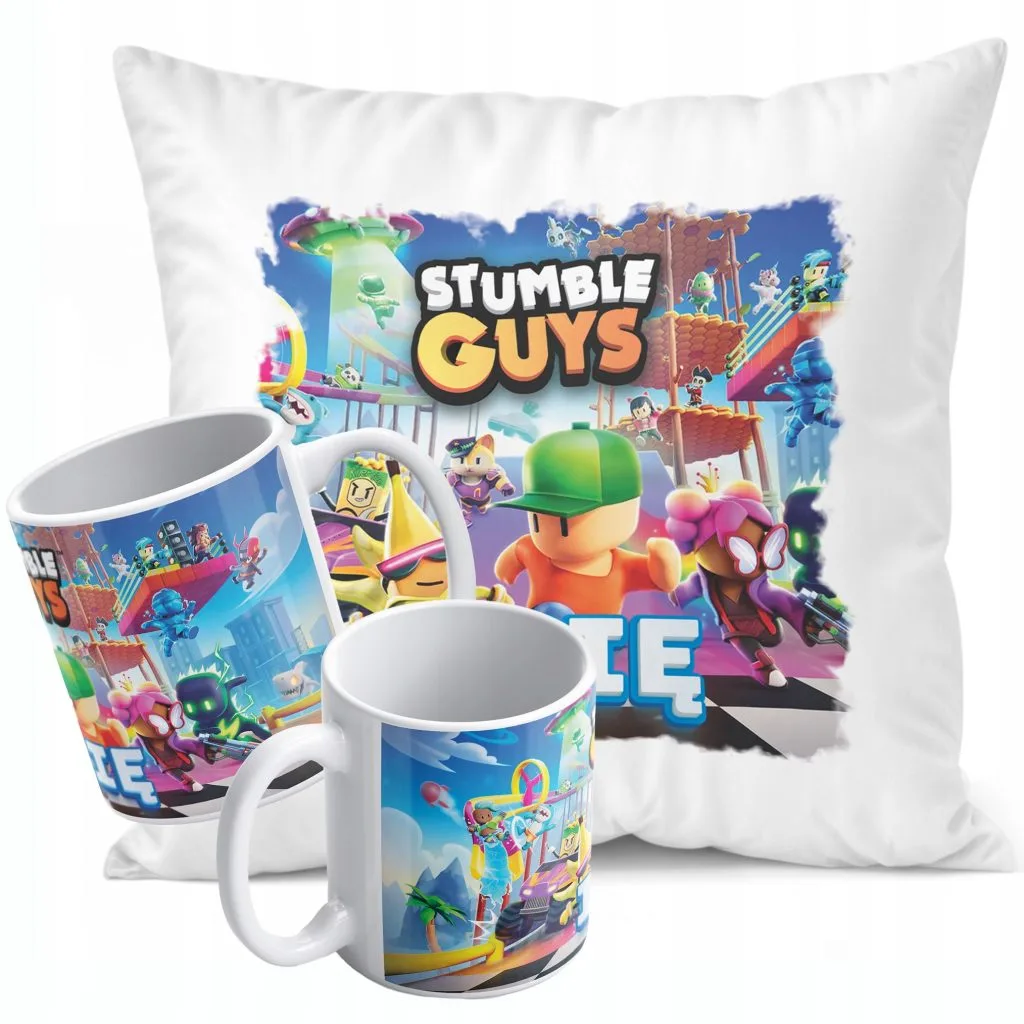 Zestaw Personalizowany Kubek + Poduszka 38×38 cm Dla Graczy STUMBLE GUY